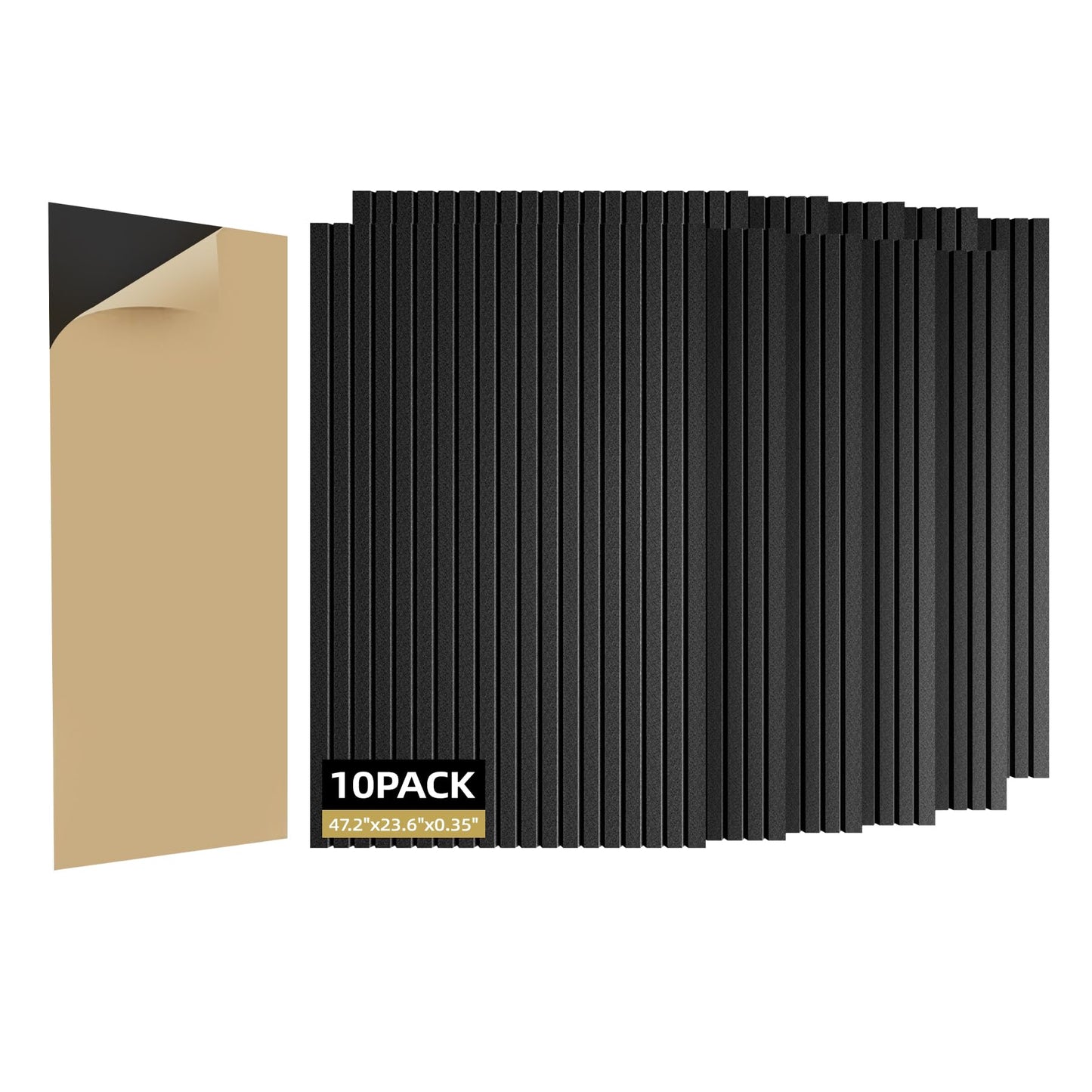 ZHOJEREL 10 Pack Sound Proof Foam Panels for Walls 47.2"x23.6" Large Acoustic Panels Sound Absorbing, Self-Adhesive Soundproof Wall Panels for Home Studio, Office, Recording, Black (10 Pack Black)