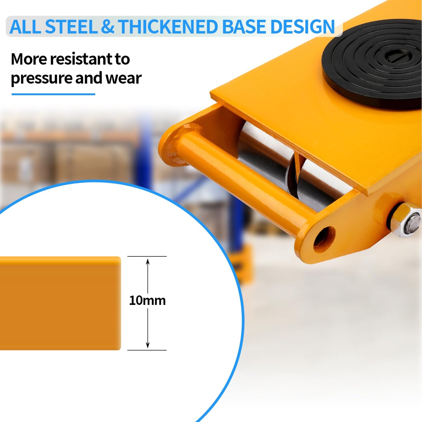 Dollate Heavy Duty Machine Skates 12T 26400lbs Machine Dolly Skate Machinery Moving Skate with 360° Rotation Cap, 8 Steel Wheels, Machinery Mover for Industrial Moving Equipment