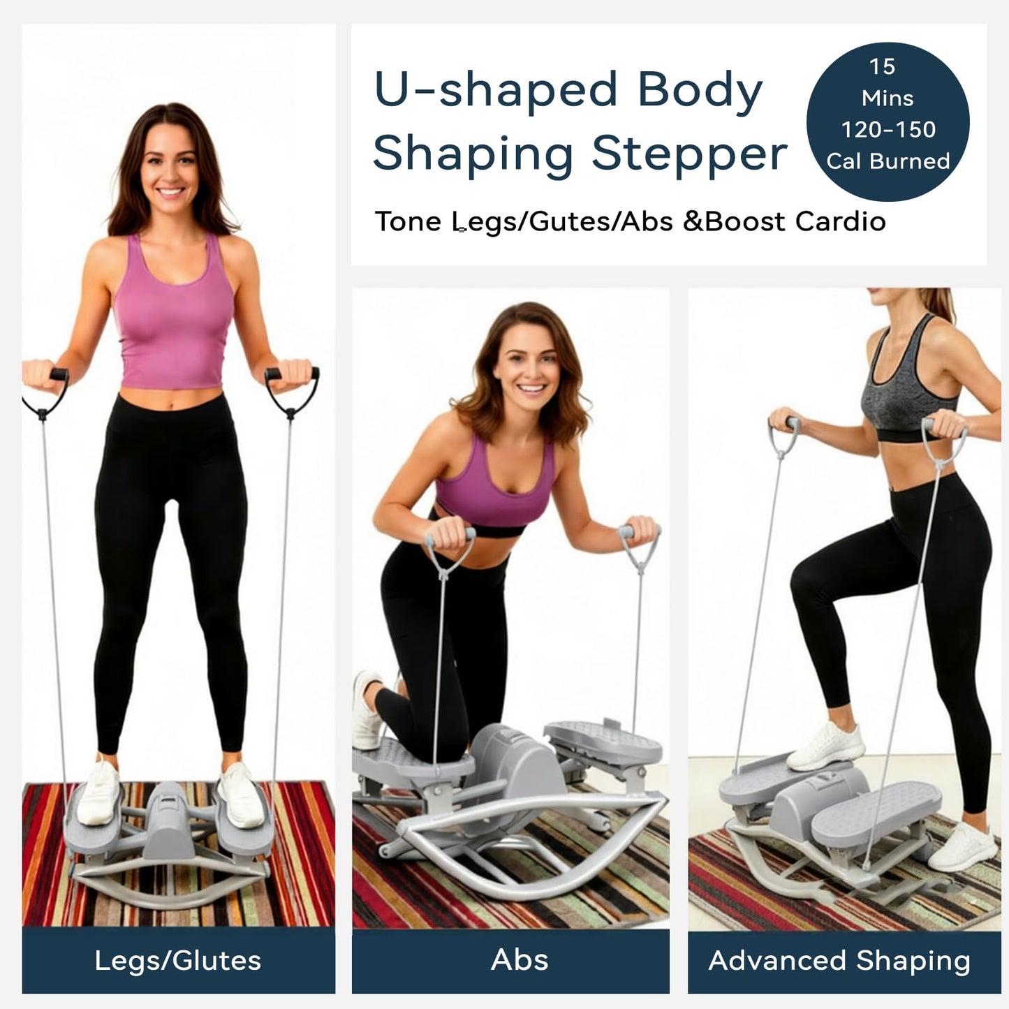 Rock Stepper with Resistance Bands - Ultra-Quiet Hydraulic Lateral Stepper, Fully Assembled Side to Side Step Rocker for Home Office, 250LBS Capacity