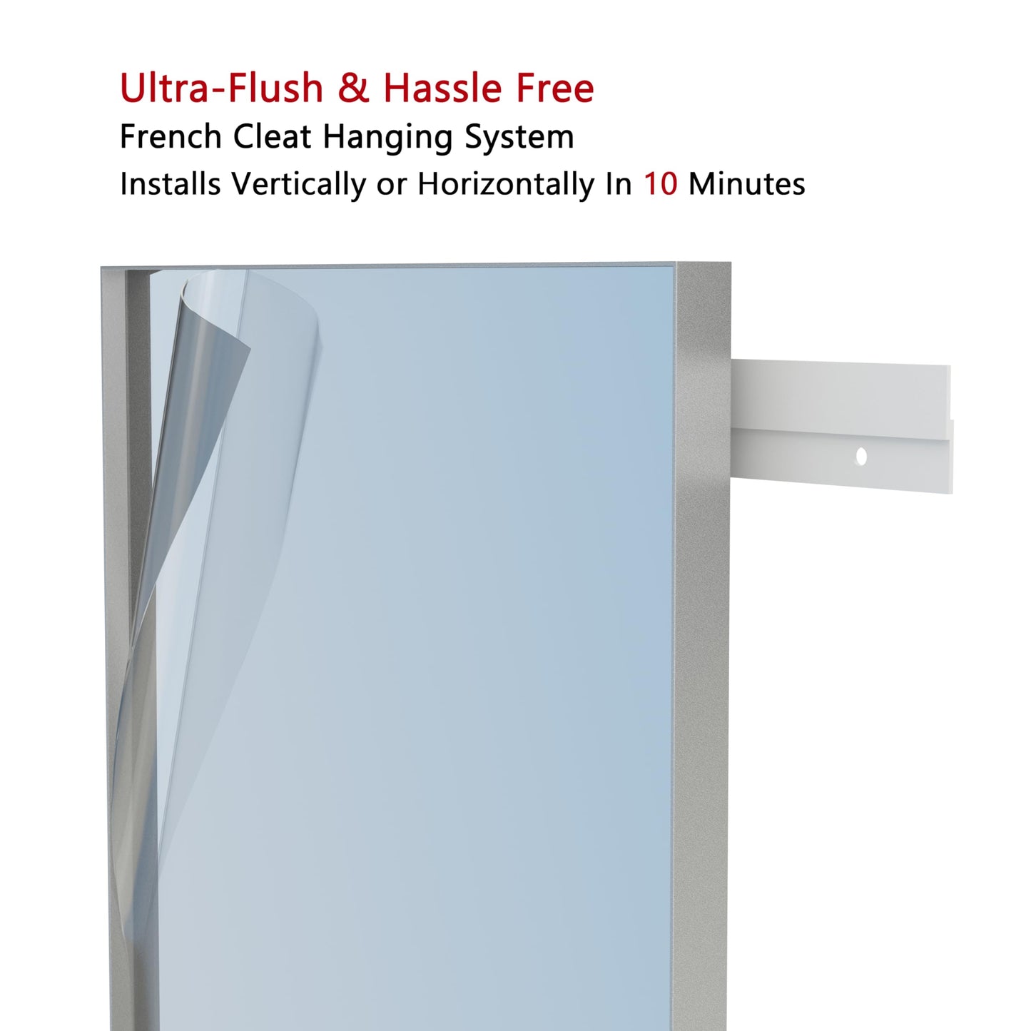 VocalStar 24 x 36 Inch Silver Bathroom Mirror for Wall, Square Corner Rectangle Nickel Metal Framed Bathroom Vanity Mirrors, 1/4-inch Shatterproof Glass | Ultra-Flush Hanging