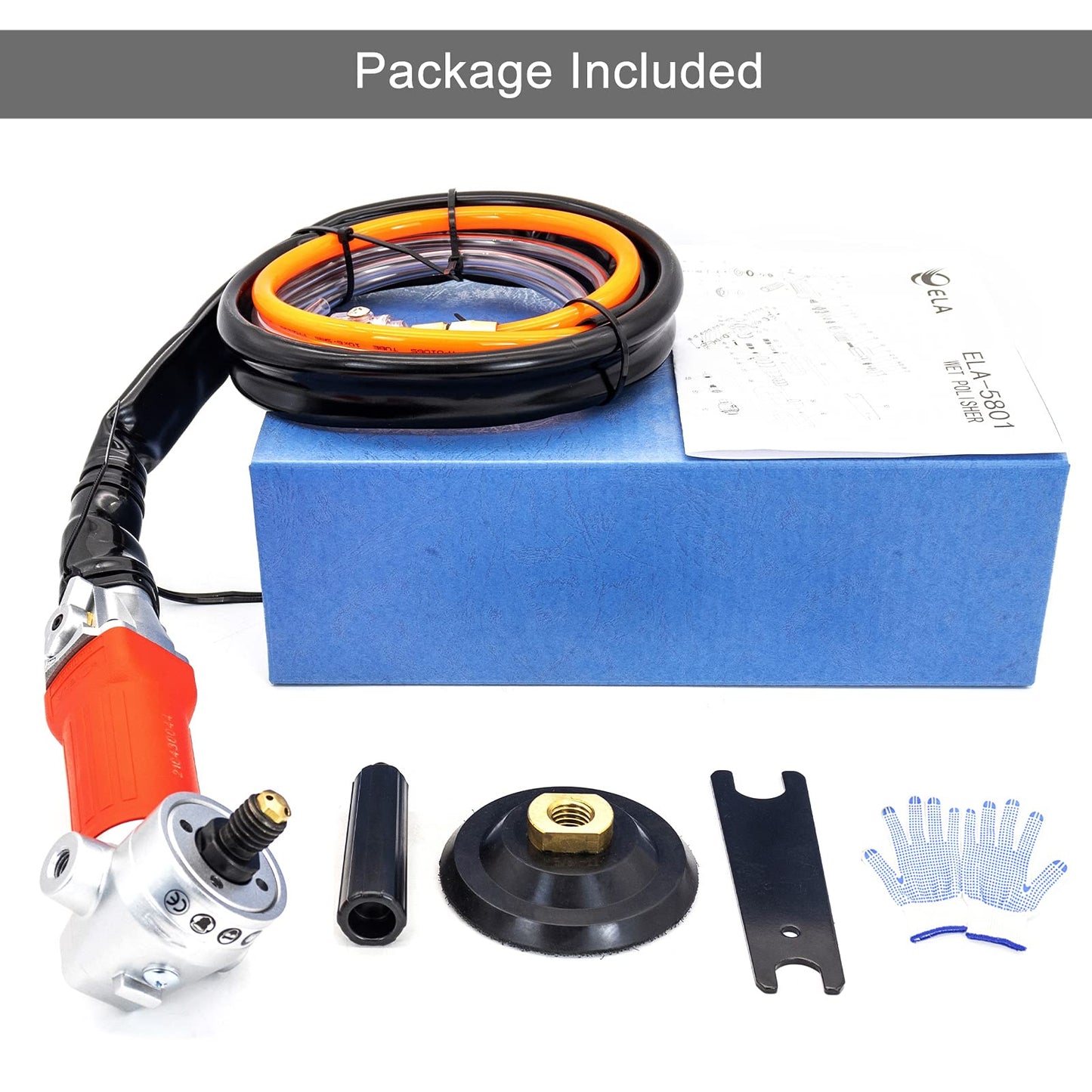 SDRTOP Air Wet Stone Polishers 4 Inch Pneumatic Water Grinders Air Powered Wet Sander with Rear Exhaust 5500 Rpm for Granite Marble Concrete Polishing