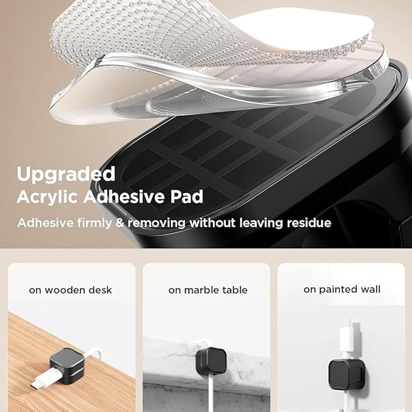 TAIKULE 6 Pack Magnetic Cable Clips White Cable Management USB Cable Power Wire Cord Clips for Home Office Desk Phone