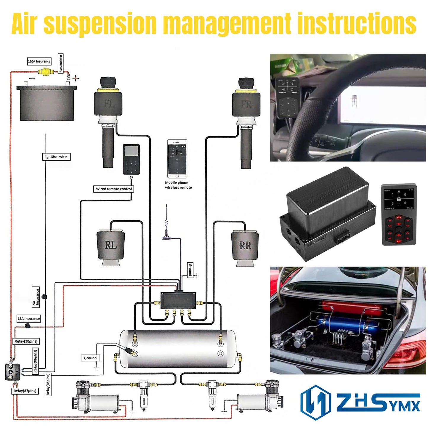 Air Management Top Grade Air Suspension System Electronic Controll System/pneumatic/airlift 5 Memory MP-DV8A12001