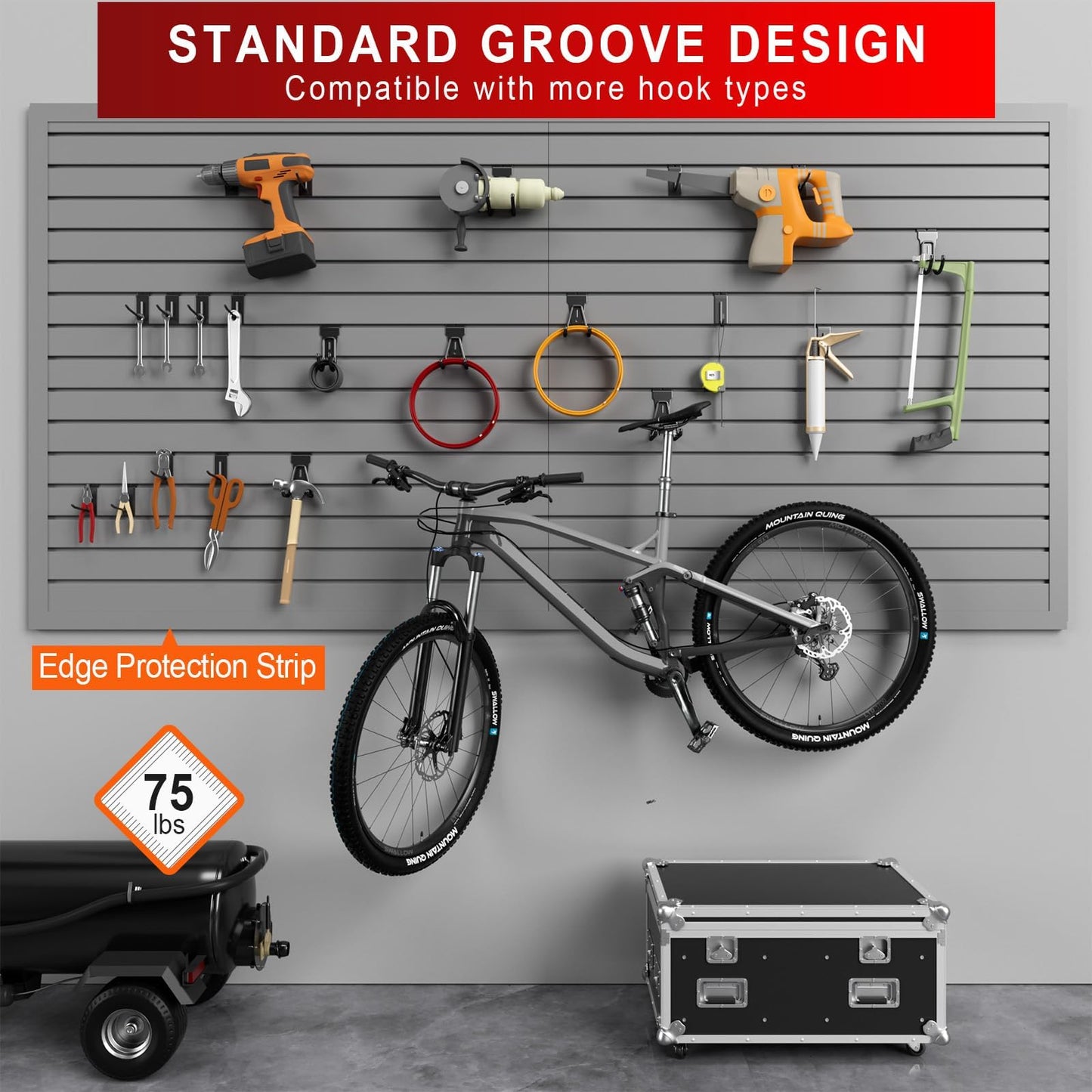 Ginchain 4 x 8 FT Slatwall Panel Garage Wall Organizer, Heavy Duty Slat Wall Paneling Sheets, Interlocking PVC Panels, Garage Slatwall for Tool Organization Mounted Storage Systems