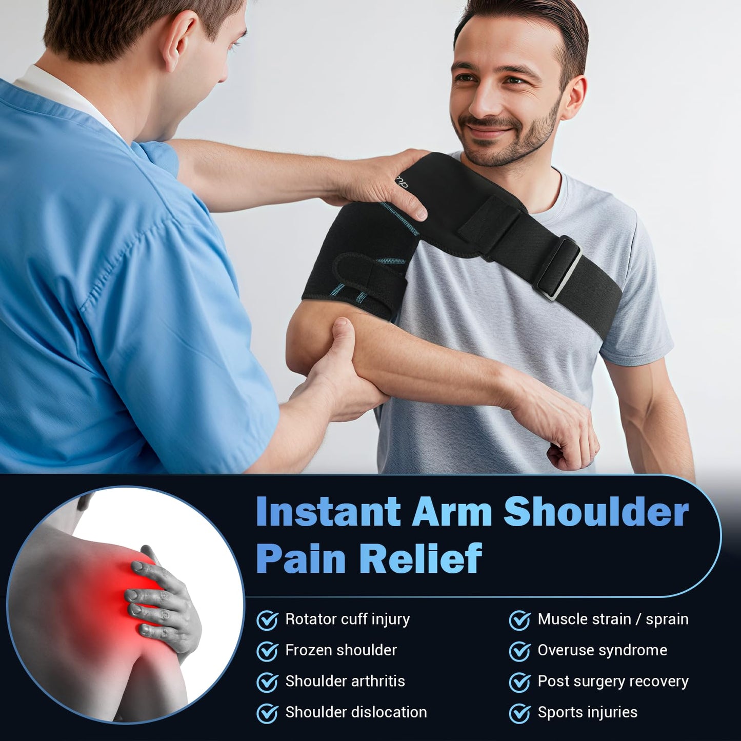 Comfytemp Shoulder Ice Pack Wrap Shoulder Brace, Gel Cold Compression Sleeve for Injuries Reusable Arm Rotator Cuff Pain Relief, Recovery Items for Women Men, 1 Gel Ice Pack
