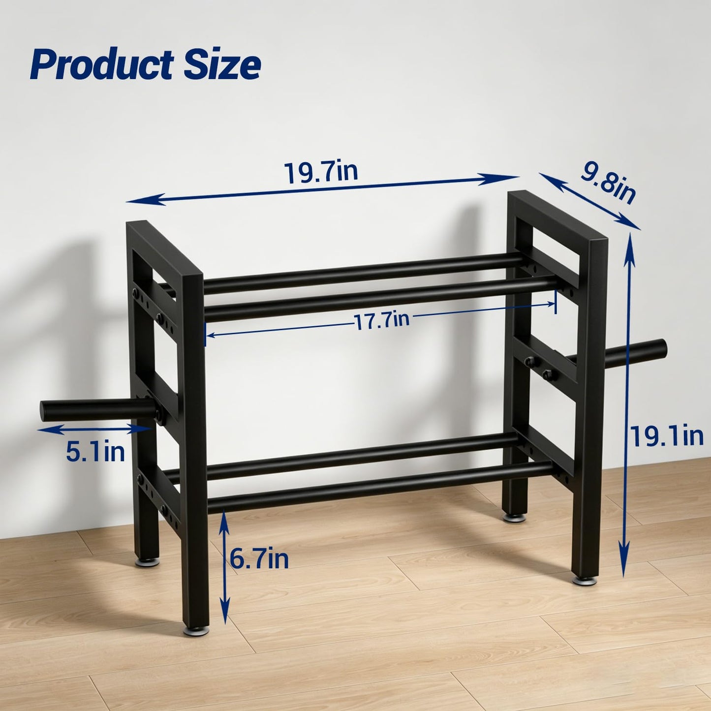 Dumbbell Rack Stand Only 2-Tier 20 IN Length Adjustable Small Weight Rack For Home Gym Dumbbells Kettlebell,350LB Capacity Heavy-Duty Compact Dumbbell Holder