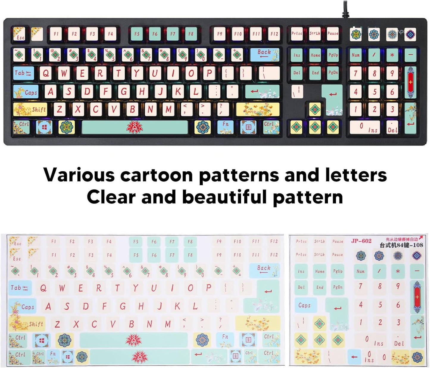 Vikye 2PCS/Pack 84 108 Universal English Keyboard Stickers, Frosted Surface Replacement Mechanical Keyboard Keyboard