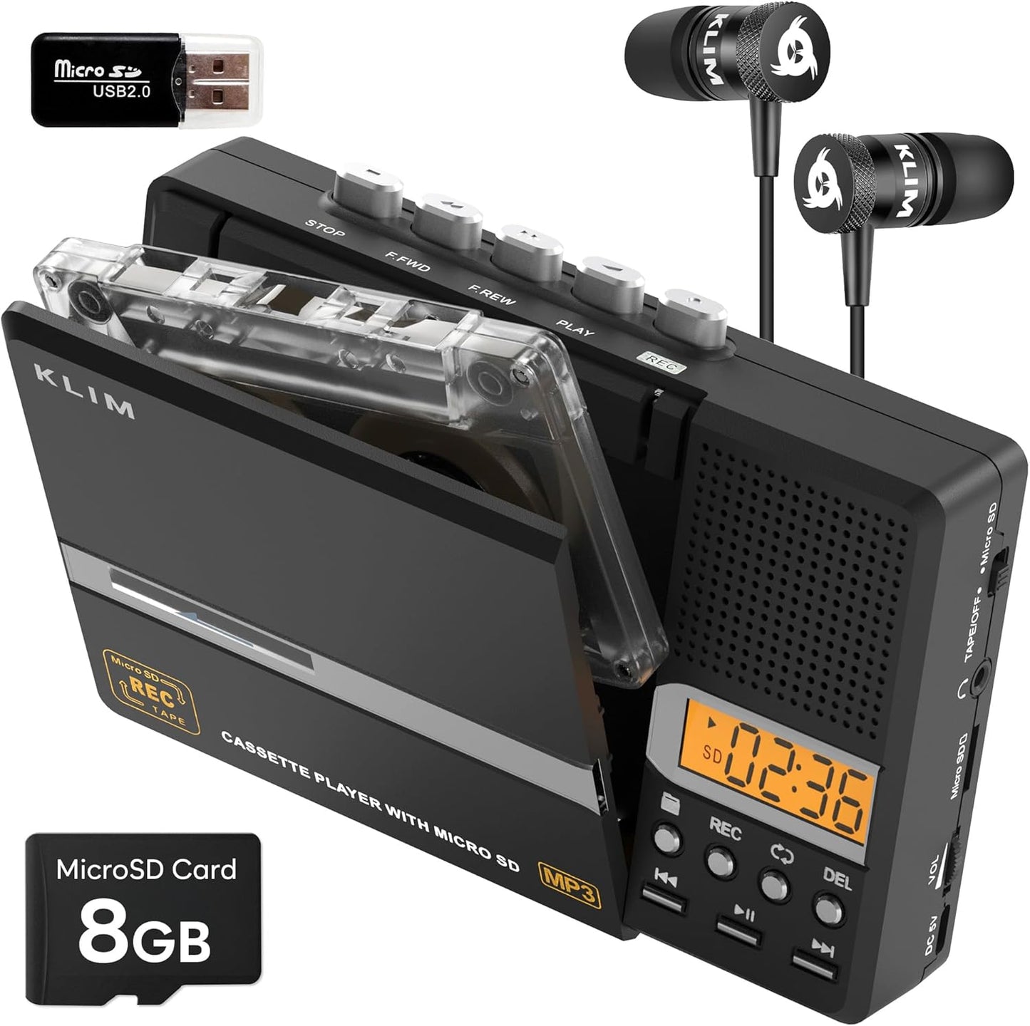K10 Cassette Cassette MP3 8GB KLIM Portable Tape Player & Tape Recorder, to Converter + Built-in Microphone & Speaker +