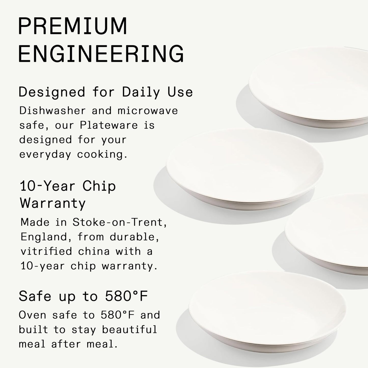 Made In Cookware | Set of 4 | Entrée Bowls | White | Porcelain | Crafted in England