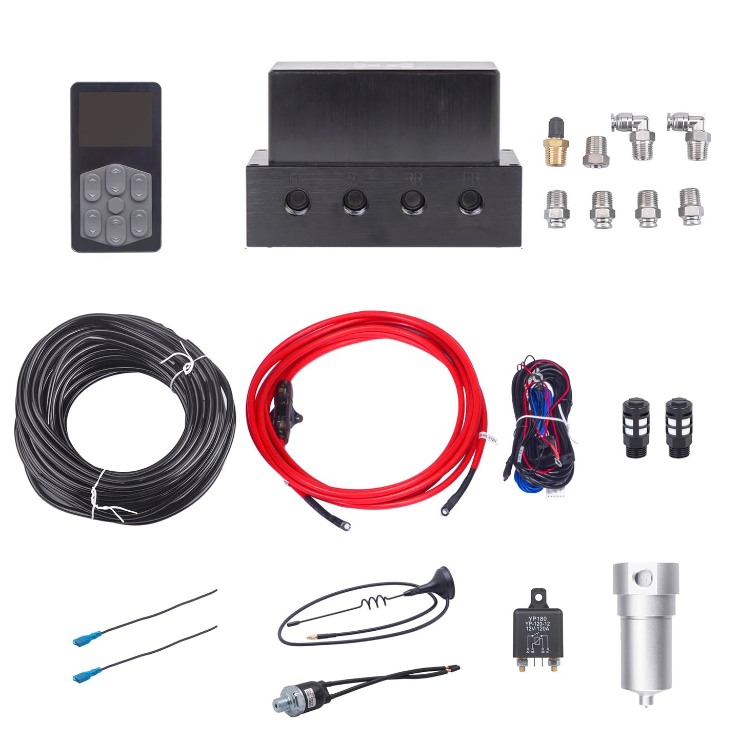 Air Management Top Grade Air Suspension System kit with Airlift Fitting Packs and 6mm vacuum tube, Electronic Controll System/pneumatic/airlift 5 Memory