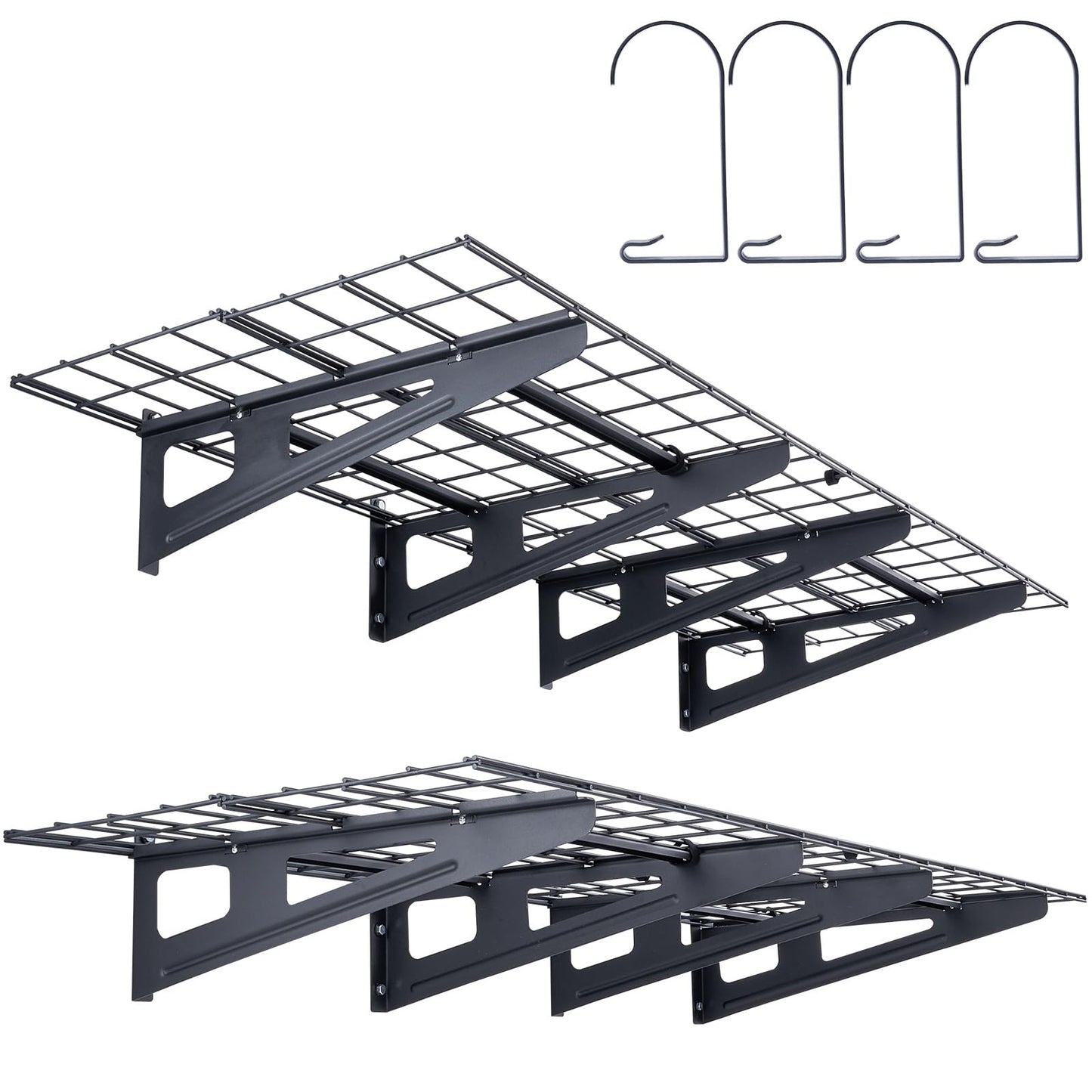 VEVOR 2 x 6 ft Garage Shelving Wall Mounted, 2 Pack Heavy Duty Wall Shelves 1000lbs Capacity, Garage Storage Rack Floating Shelves for Shop, Shed, Storage