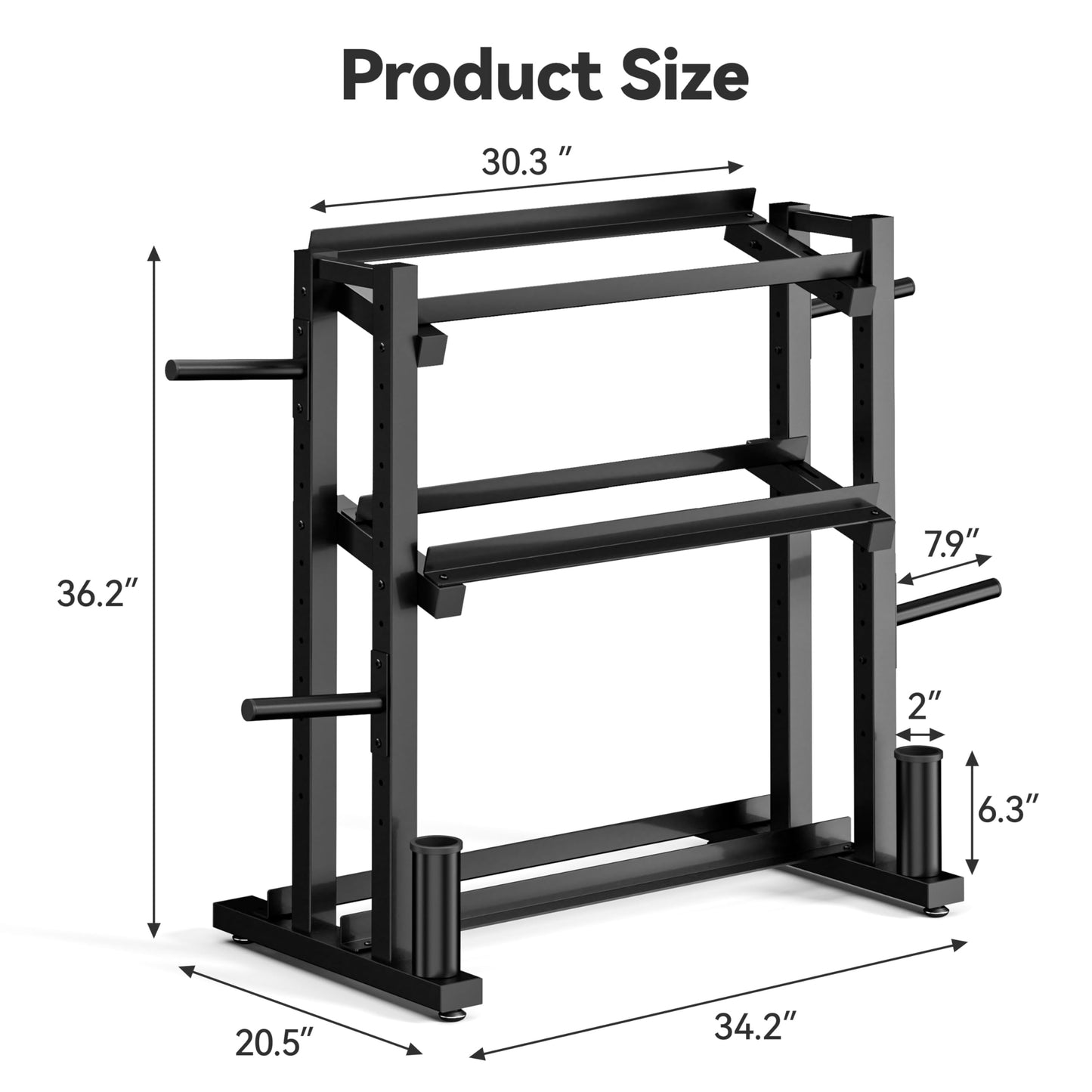 3-Tier Heavy-Duty Dumbbell and Plate Rack 1200LB Capacity, Adjustable Weight Storage Stand for Dumbbells, Kettlebells, Barbells & Weight Plates, Compact Multifunctional Organizer for Home Gym