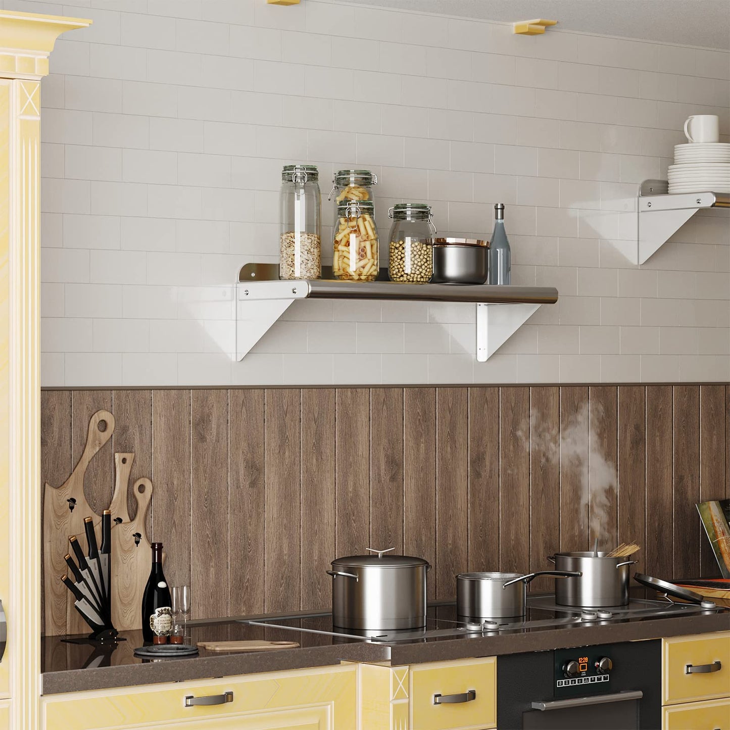 DEXSO NSF Certified Stainless Steel Wall Shelf 12" x 60" with Backsplash - Heavy-Duty Commercial Grade, 180 lb Capacity - Ideal for Restaurant and Kitchen Use