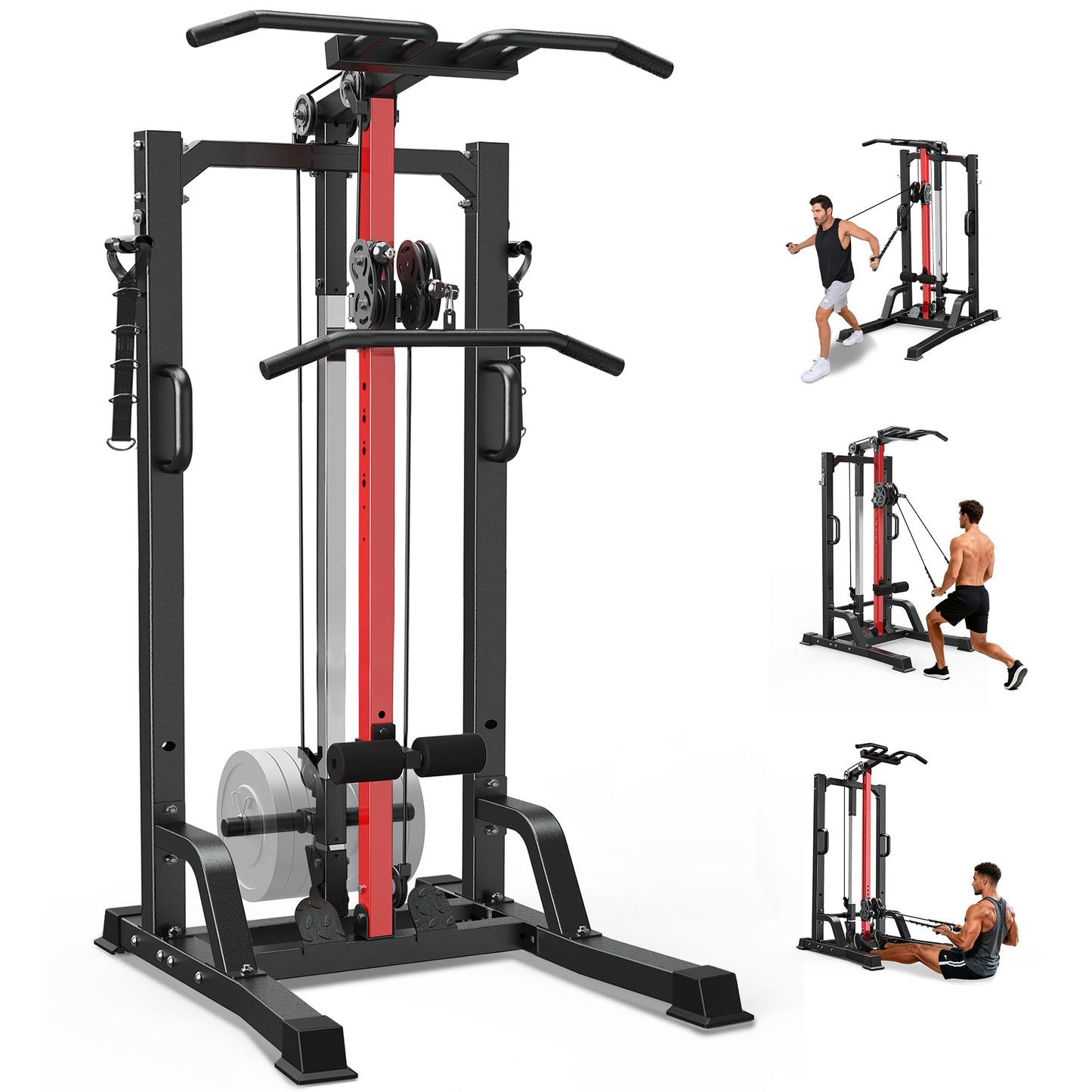 Pull Up Bar Power Tower Dip Station,Cable Machine,Multi-Function Adjustable Height Fitness Strength Training Equipment for Home Gym Strength Training Equipment,Capacity 500LBS