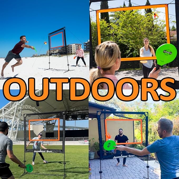 Jazzminton-Sport – The Original Paddle Game with Net for Indoors & Outdoors – Active, Joint-Friendly Family Fun – Like Badminton, Pickleball & Tennis with a Twist