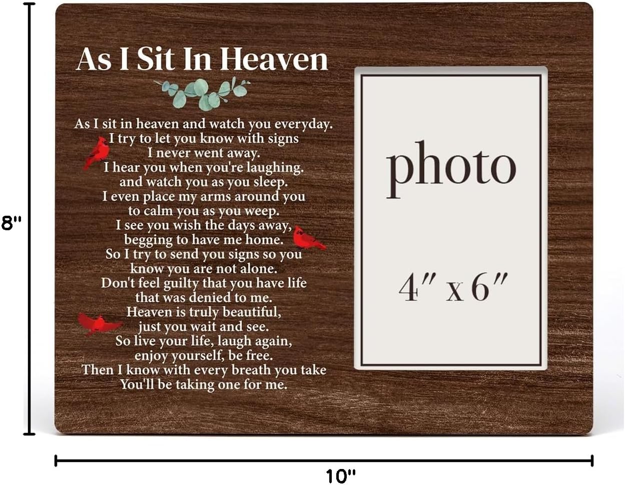 Zauly Sympathy Gift Picture Frame - Memorial Frame for Loved Ones | 4 x 6 Inch, 'As I Sit in Heaven'