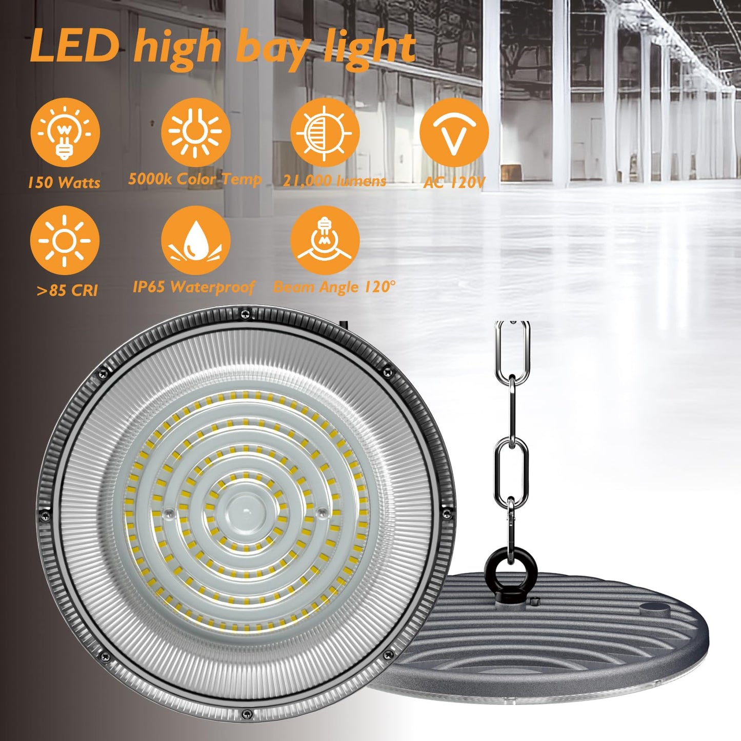 10 Pack UFO LED High Bay Light,High Bay Led Shop Lights 150W 21000 Lumens 5000K Ultra Bright High Bay Led Lights For Gym Warehouse Factory Workshop, Barn LED Lamp Plug & Play 120V IP65
