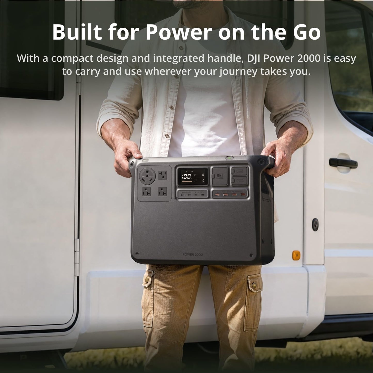 DJI Power 2000 Portable Power Station, 2048Wh LFP Battery, Compact Size, 3000W Stable Output, 0-80% Recharge in 55 Mins, Electric Generator for Home, Camping & RVs, Off-Grid
