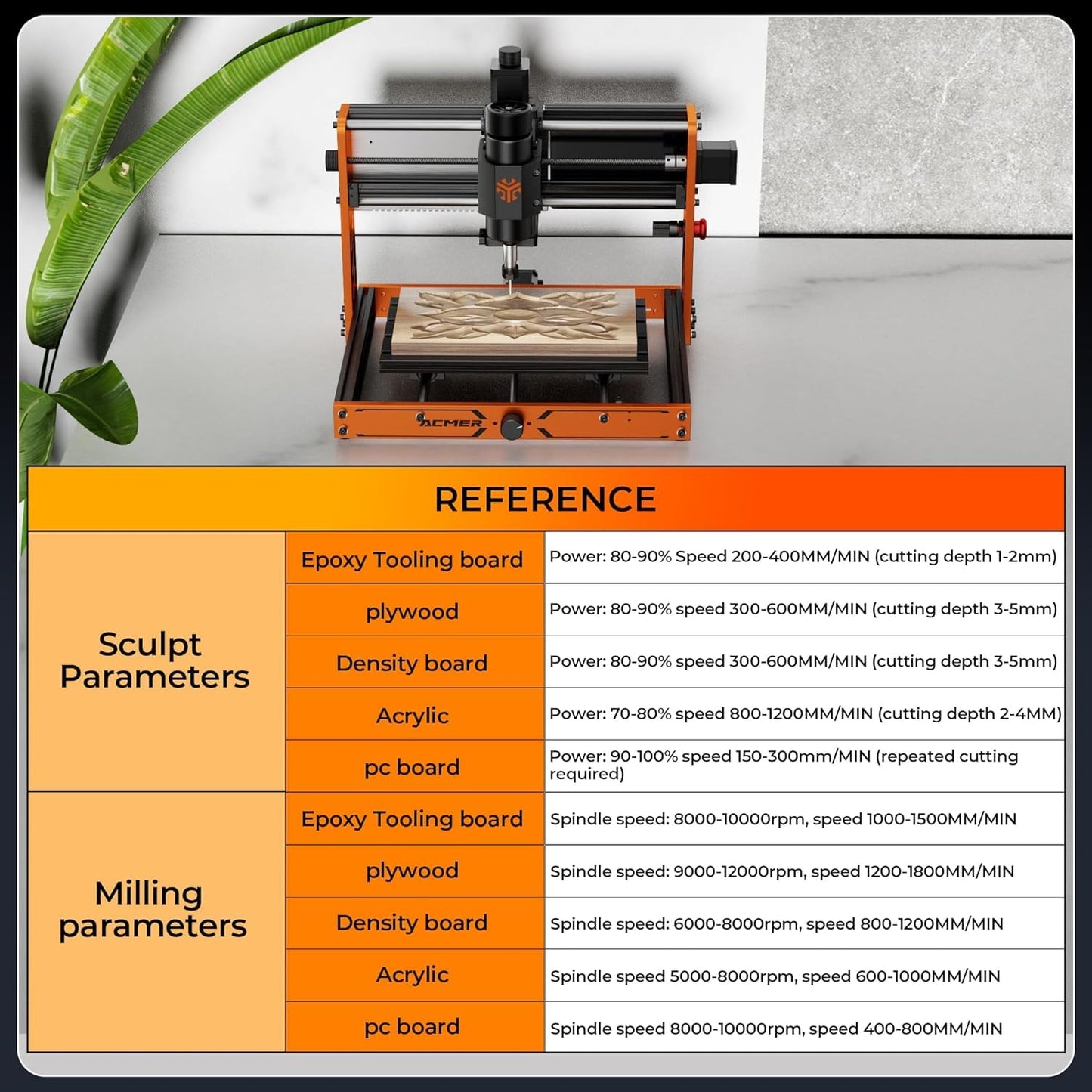 CNC Router Machine, ACMER Ascarva 3 S 500W CNC Milling Machine, Working Area 11.81” x 7.09” x 3.07” for Wood Plastic Metal Acrylic MDF Nylon Carving Cutting