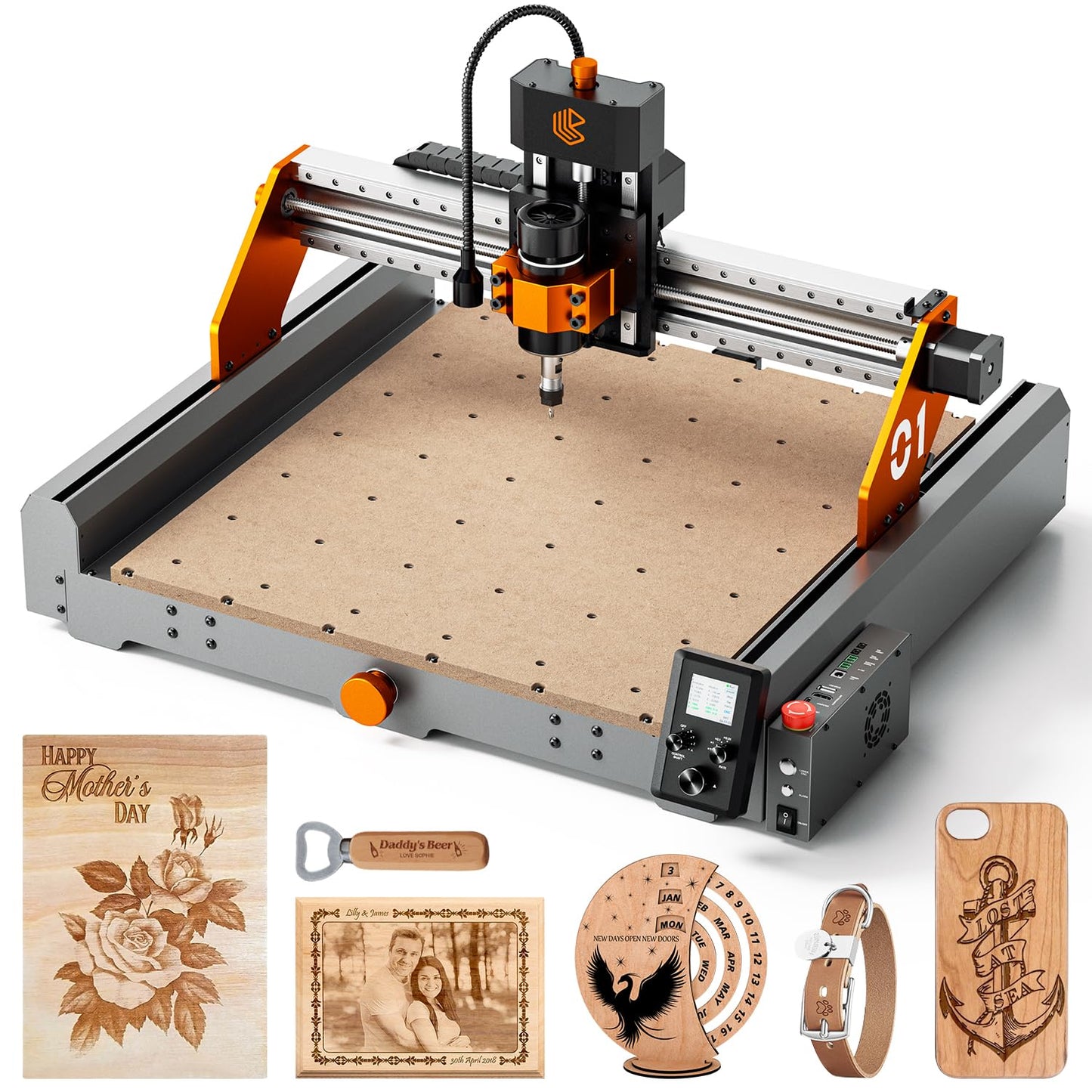 Artsian 01 CNC Router Machine 12000 RPM 300W GRBL Control 3-Axis Engraving 0.1mm Accuracy Spindle Laser Mode Switch Industrial Workrange 16.53''x16.53''x3.54'' Engraver 98% Pre-Assembled