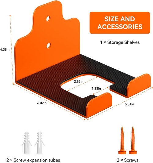 JNIHEEP Garage Organizer - Wall-Mounted Trimmer Rack for Garden Tools | Holds Weed Whackers & Hedge Trimmers (Orange)