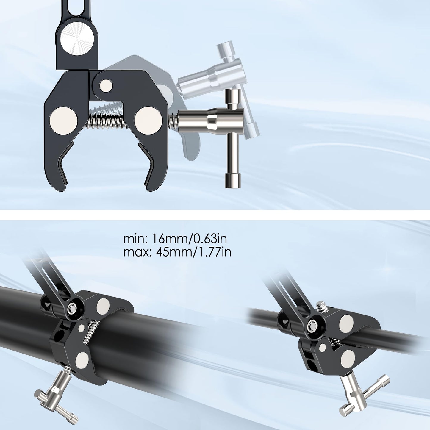 CreaDream Aluminium Tablet Mount Clamp for Spin Bike, Stationary Bicycle, Treadmill, Stroller Indoor Bike, Peloton, Elliptical - Compatible with 4.7-13" Tablet, iPad Pro, Air, Mini, Galaxy Tab