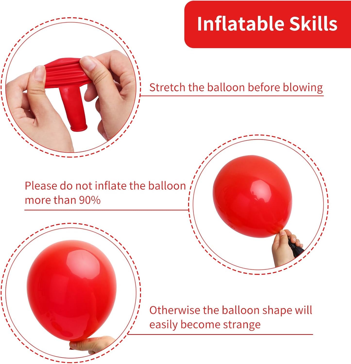 RUBFAC Red Balloons - 129pcs Premium Latex in Various Sizes for Wedding, Birthday & Party Decor
