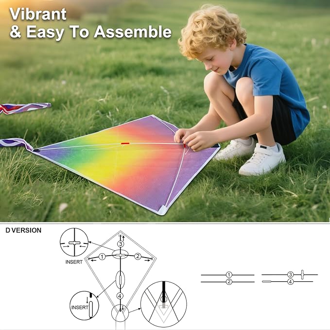 Easy to Fly Kites for Kids Ages 4-8 8-12 & Adults, Beach Flying Toys Butterfly Kite with Handle and Kites String, Great for Outdoor Activities & Family Trip Easter Gifts