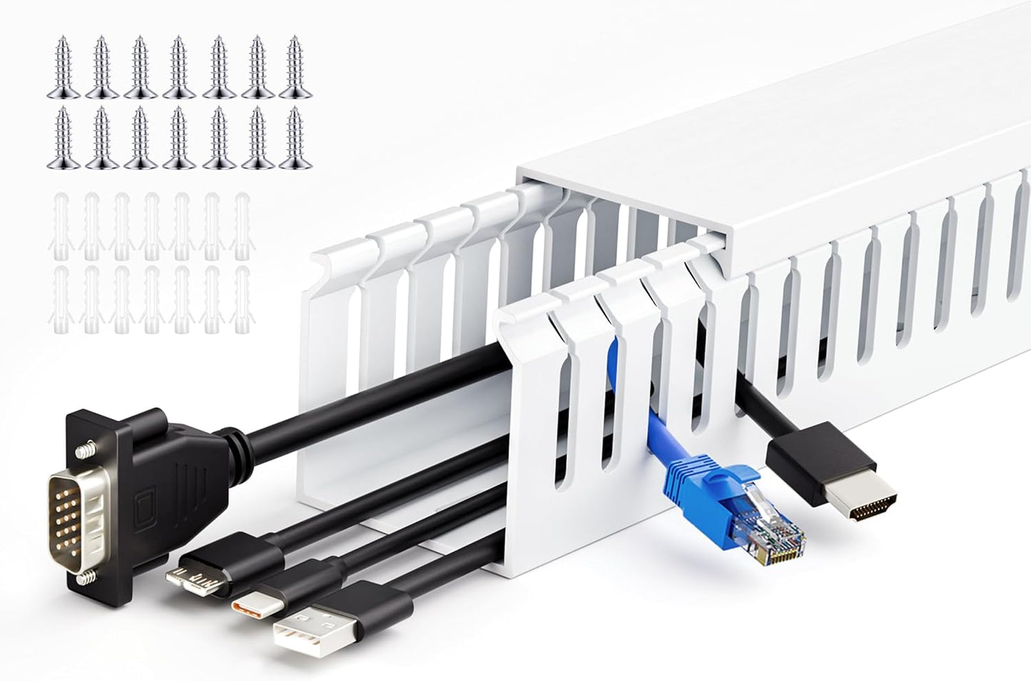 ZhiYo 2x2in Professional Server Rack Cable Management Raceway, Cable Raceway Kit, Electrically Safe PVC Open Slot Wire