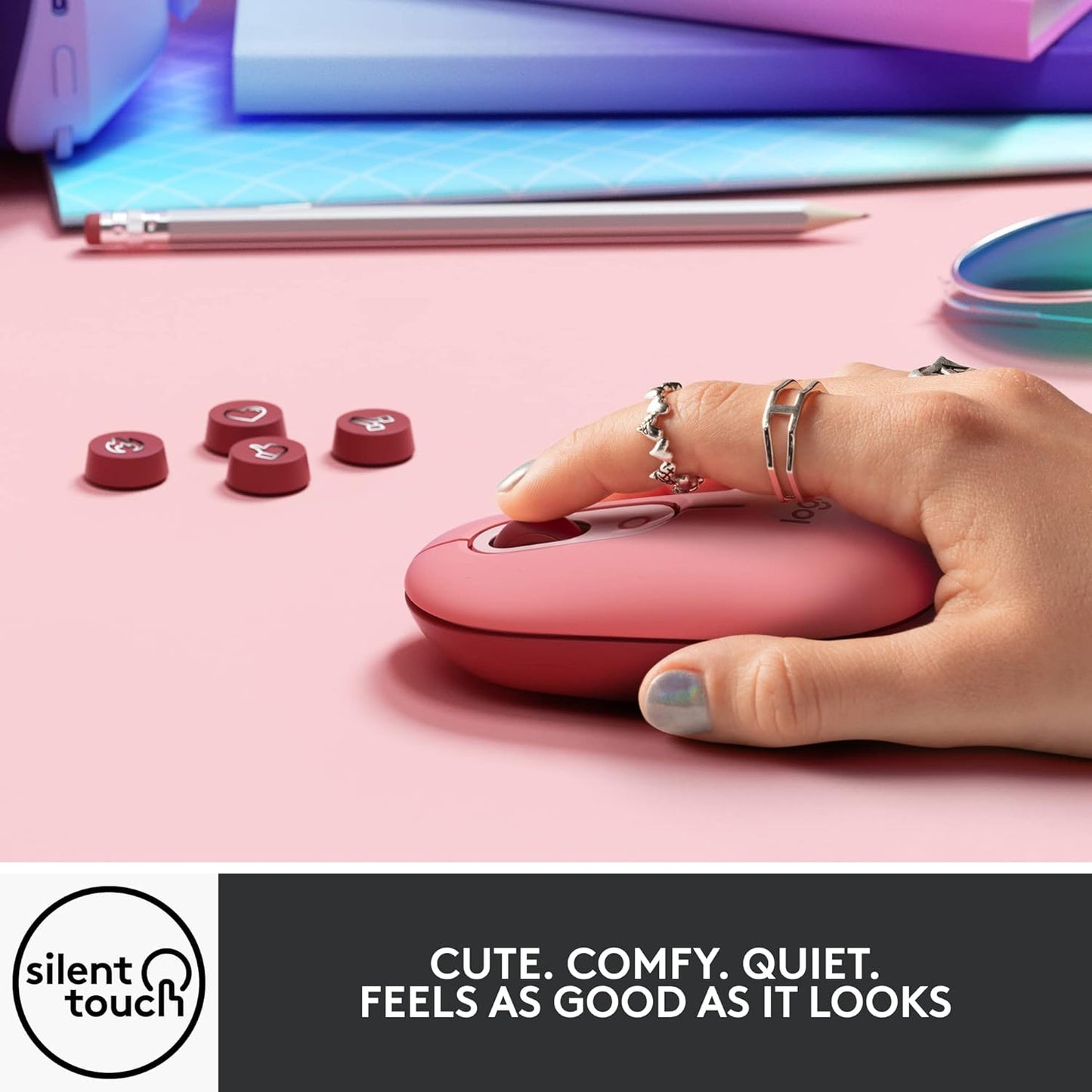 Logitech POP Mouse, Wireless Mouse with Customizable Emojis, SilentTouch Technology, Precision/Speed Scroll, Compact