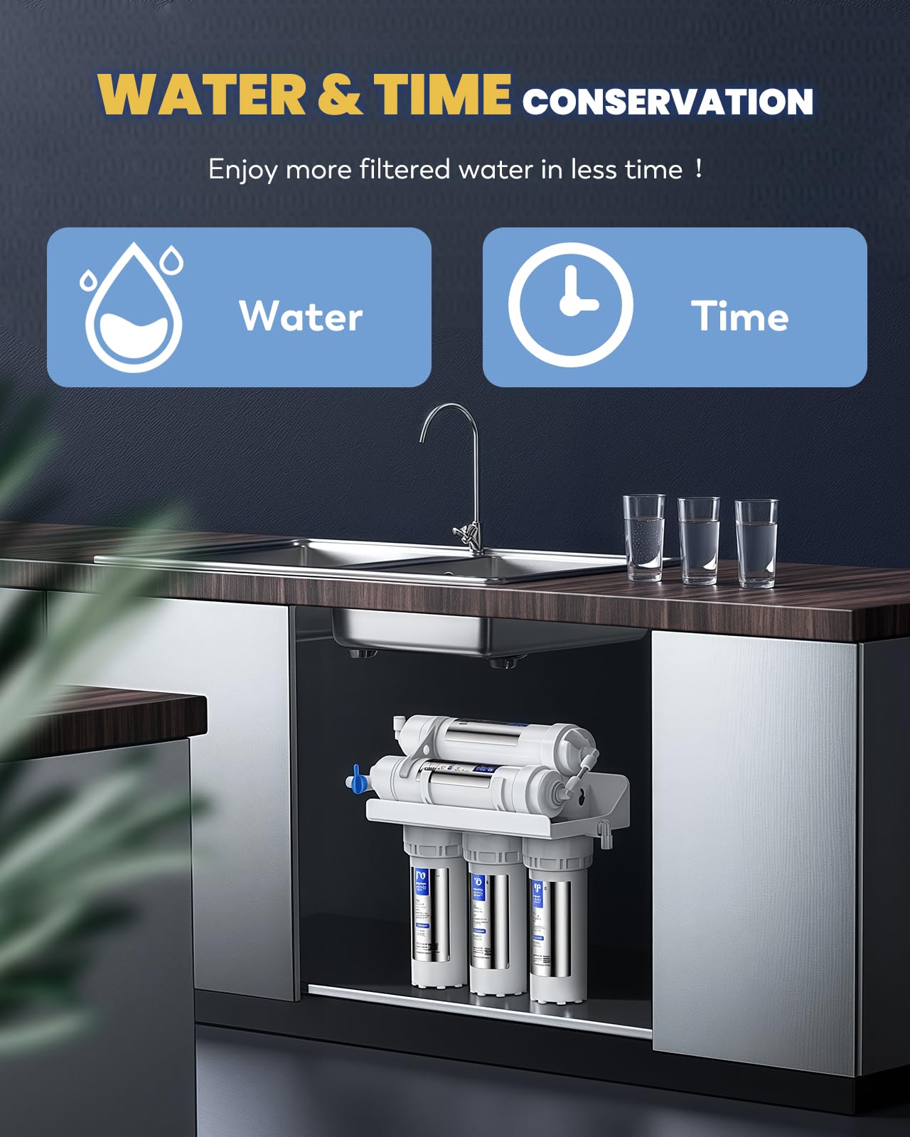 Moonshan RO Delivery Demand Pump with Pressurized Accumulator Tank 110V Quiet Water Booster Pump for RO Delivery System 1/4’’ Quick Connection (5800)