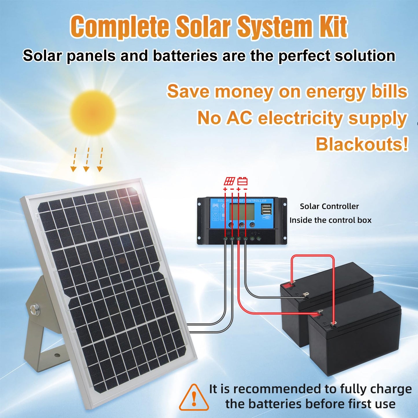 JUJIANG Solar Gate Opener with Batteries & Solar Panel + 2 Extra Remotes for Dual Swing Gates Up to 770lb per Arm Automatic Gate Openers with Remote Complete Kit Medium Duty PKM-C026