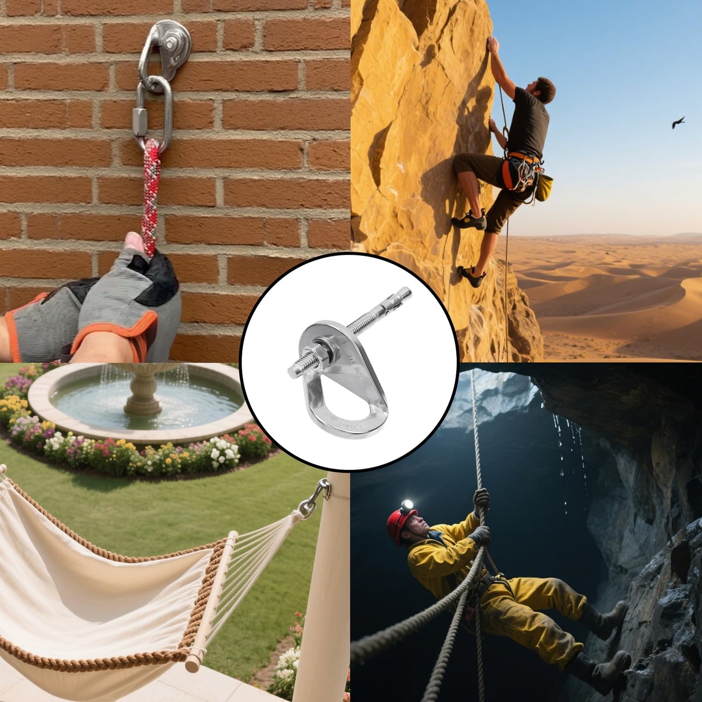 HEVSTIL 4-Pack Bolt Hanger for Climbing – 30kN Stainless Steel Rock Anchor Hanger for 8mm (1/3") Bolts for Rock Climbing, Mountaineering