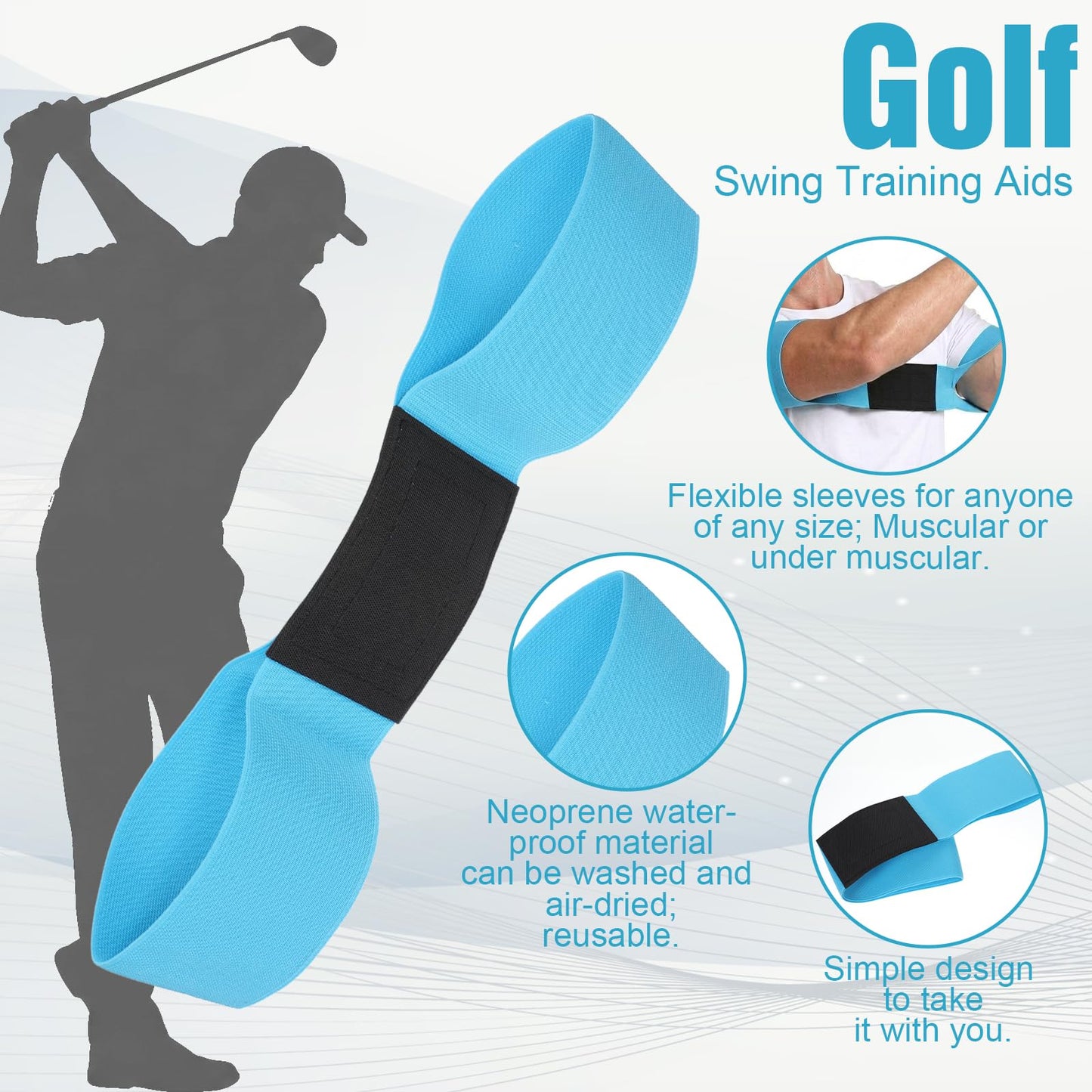 Sorcristy Golf Training Wrist Hinge and Swing Correcting Arm Band, Golf Swing Training Aid for Golfers Beginners Arm Elbow Posture Teaching Accessory for Club Practice