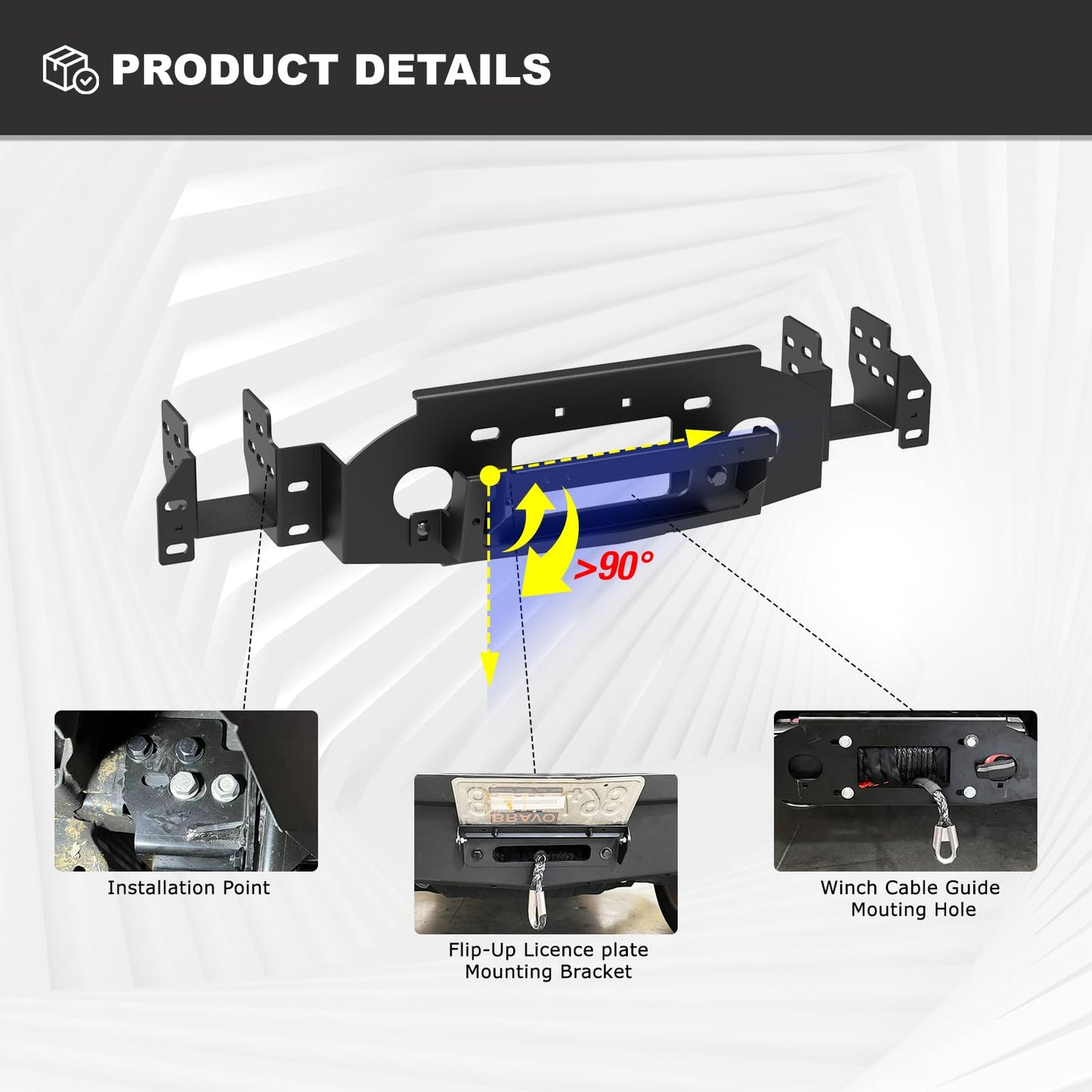 AUTOWIKI Front Hidden Winch Plate for 2019-2025 Chevy Silverado 1500, Winch Mounting Plate Accessories for 19-25 Silverado 1500, Black Hitch Mount Winch Plate (Exclude Diesel, ZR2 & 2019 LD Models)