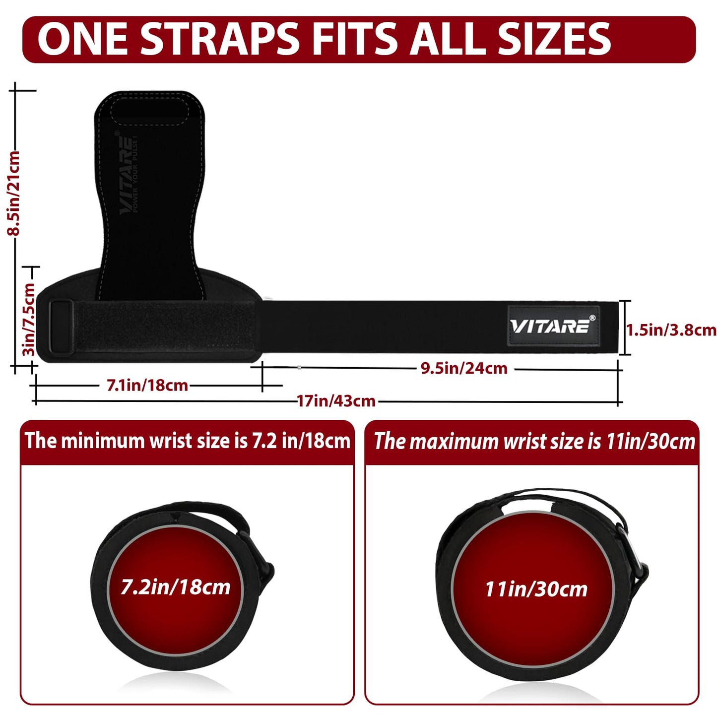 Weight Lifting Straps, Triple Leather Weightlifting Gym Wrist Straps, Gym Grips for Deadlifts, Pull-Ups, Powerlifting, Anti-Slip Gloves with Thickened Padding, Fitness Gifts for Men & Women - Pair
