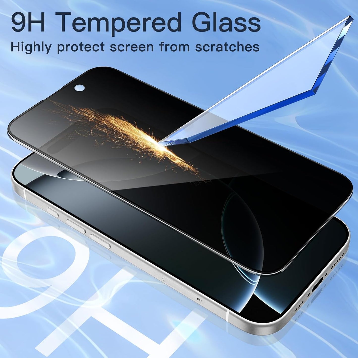 16 6.3-Inch, 2-Pack JETech Privacy Full Coverage Screen Protector for iPhone Pro Black Edge Anti-Spy Tempered Glass
