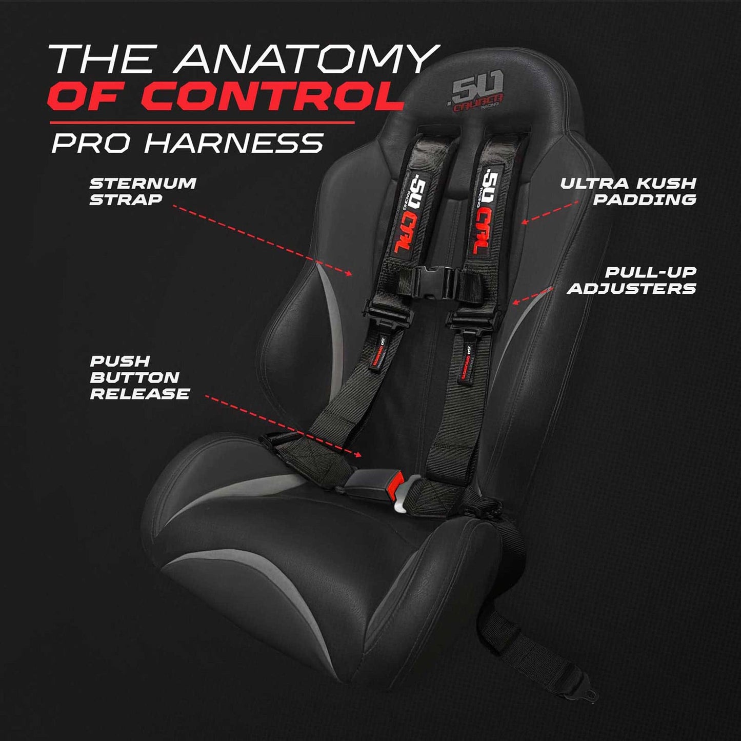 1pc 4 Point Harness for Bucket Seat Push Release 10 Color Options Racing Harness, Race Car, Off Road, UTV, RZR (Black, 3 inch) [6040]