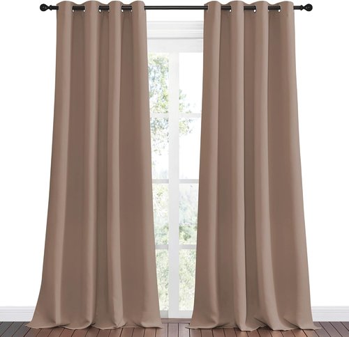 NICETOWN Blackout Curtains - Thermal Insulated Drapes, Set of 2, 55" x 102", Cappuccino Color