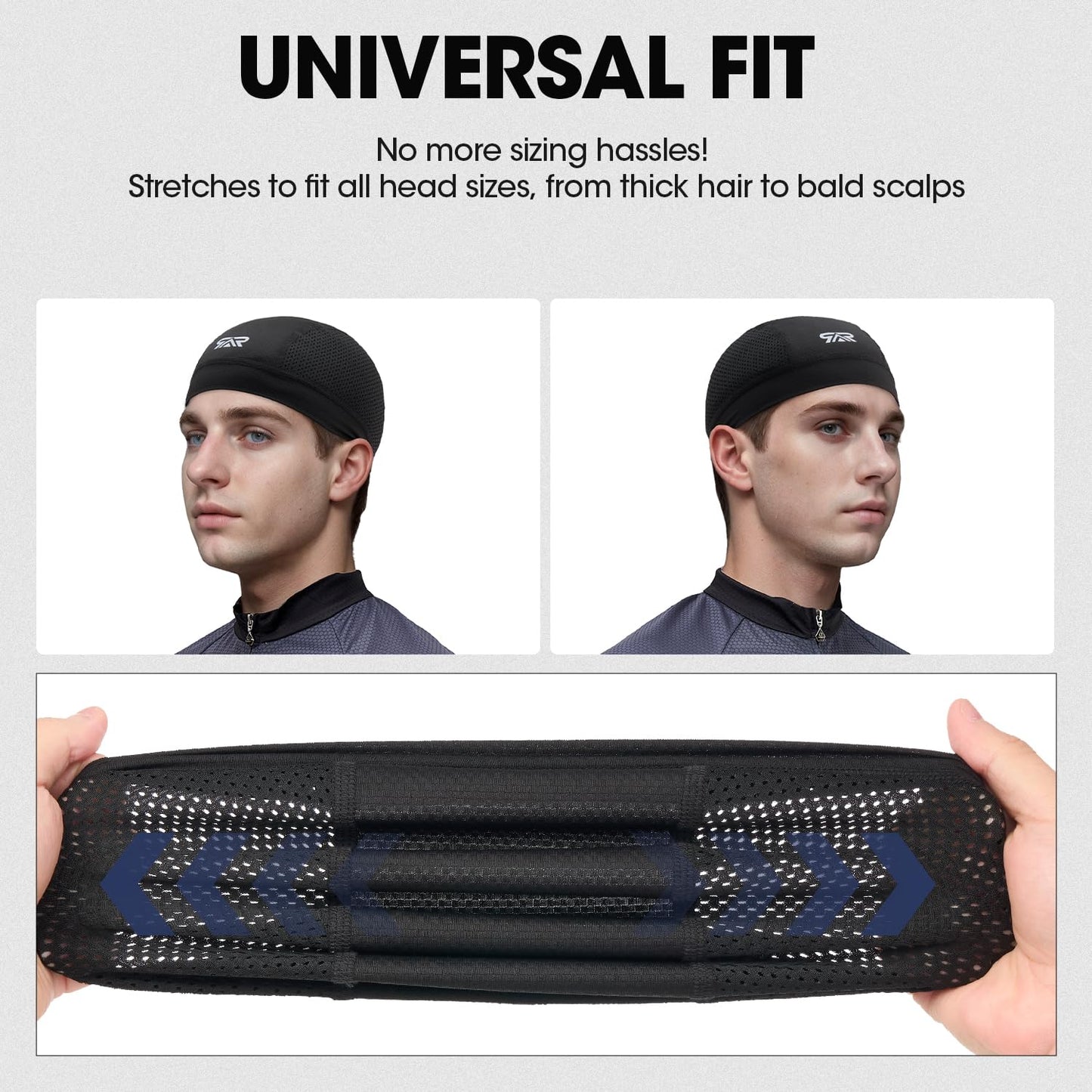 SUNMECI 2 Pcs Cooling Breathable Mesh Skull Cap for Men Women Lightweight Quick Dry Cycling Moto Helmet Hard Hat Liner
