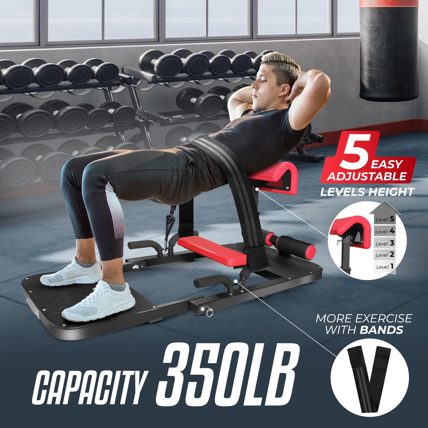 Yes4All Hip Thrust Machine Including Resistance Bands, Glute Machine Sissy Squat Machine, Hip Thrust Bench for Glute Training