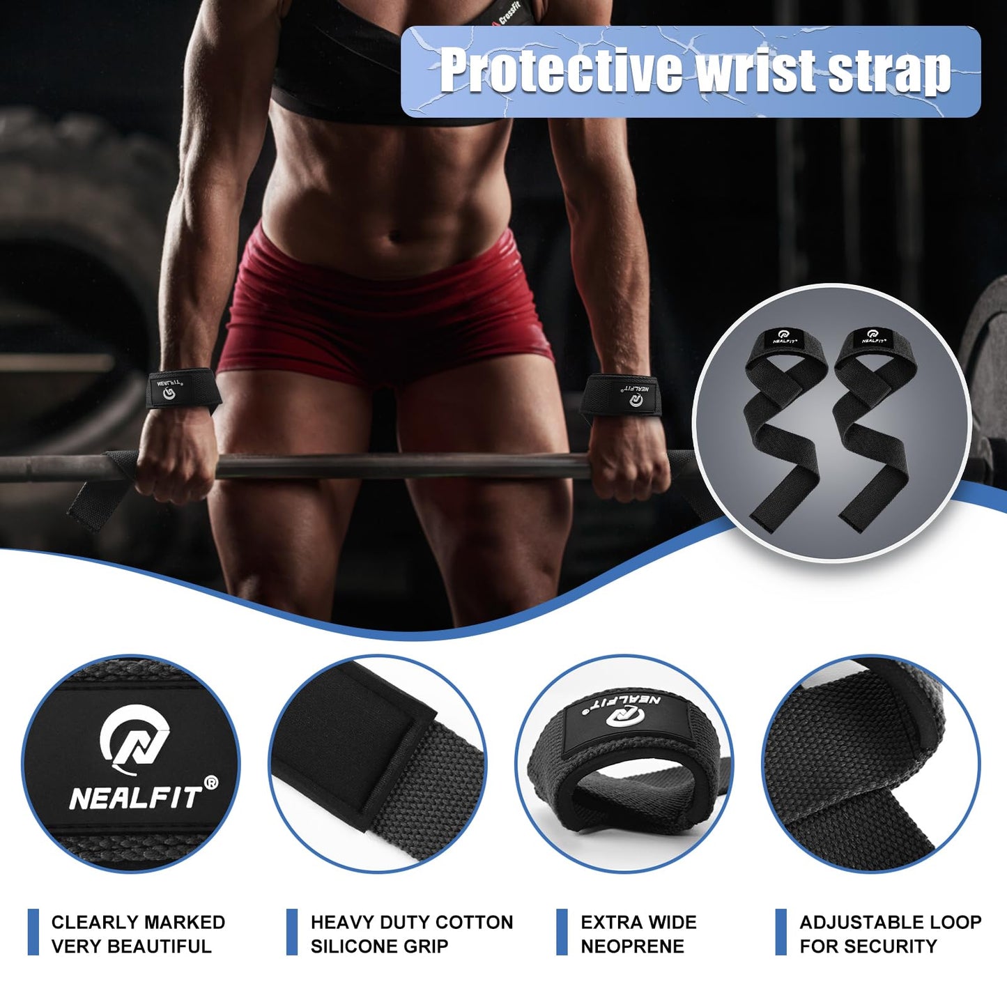 NEALFIT Barbell Pad Set for Squat & Hip Thrust - Extra Thick High Density Neck & Shoulder Support Cushion - Olympic Bar Pad for Weightlifting, Gym, Home Workouts (Black)