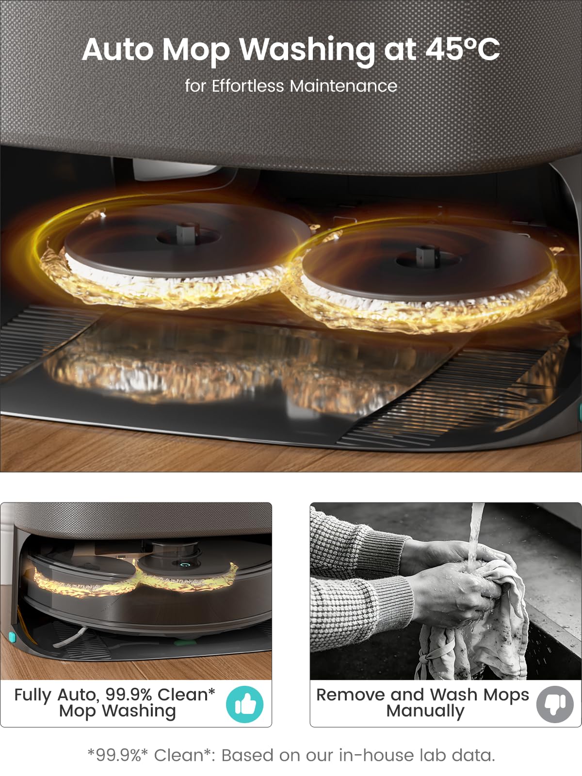 Lefant Robot Vacuum and Mop, 20000Pa Suction,90-Day Self-Emptying, Obstacle Avoidance,5200mAh Battery，Auto Mop Washing&Drying, All-in-One for Pet Hair Carpet, 5G WiFi Alexa/APP/iWatch Control, M3 Max