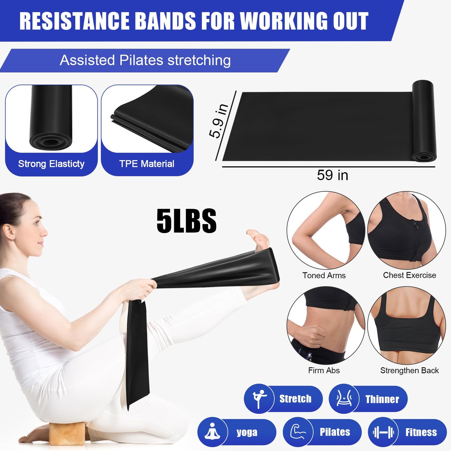 Silipull 10 Pcs Pilates Ring Blocks Set for Women Home Yoga Equipment Accessories Pilates Ring Circle and Ball Workouts Gift Include Ball Yoga Circle Resistance Bands Block Straps Gym Bag(Black)