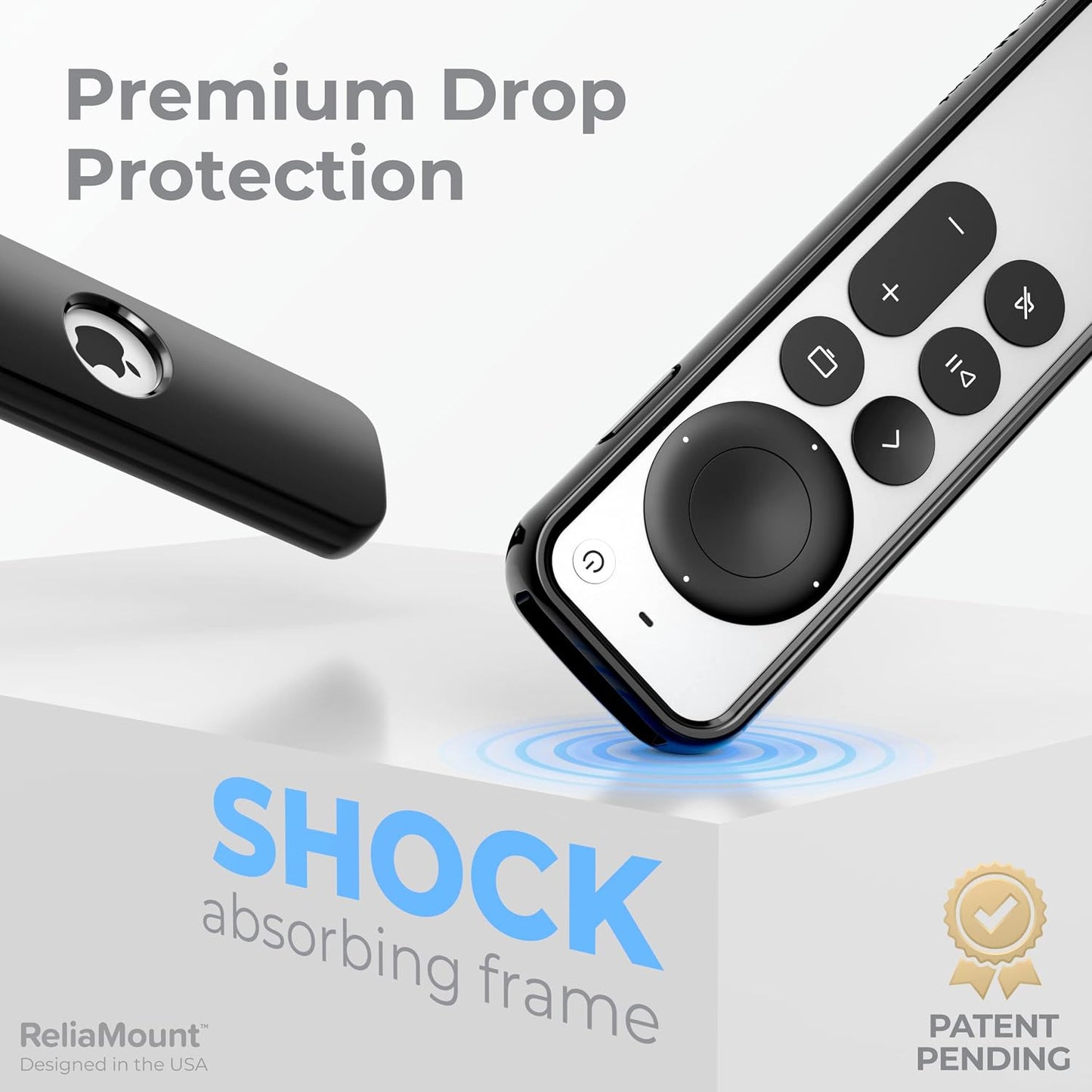 ReliaMount Case for Apple TV Remotes Premium Drop Protection and Comfortable to Hold Designed in USA (Premium Black