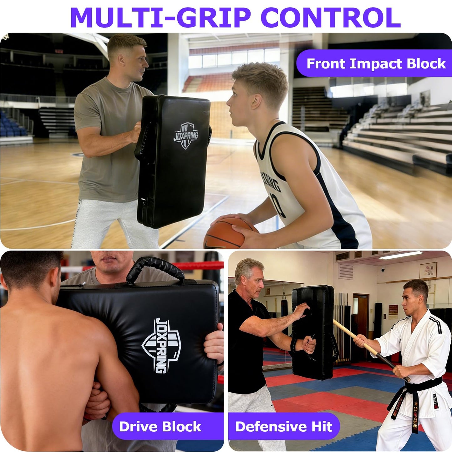 JOXPRING Football Blocking Pad with 5 Reinforced Webbing Handles for Football Training, Basketball Contact Drills and Multi-Sport Blocking Practice, Kick Pads Shield, 23.6"x15.7"(1 Pack)