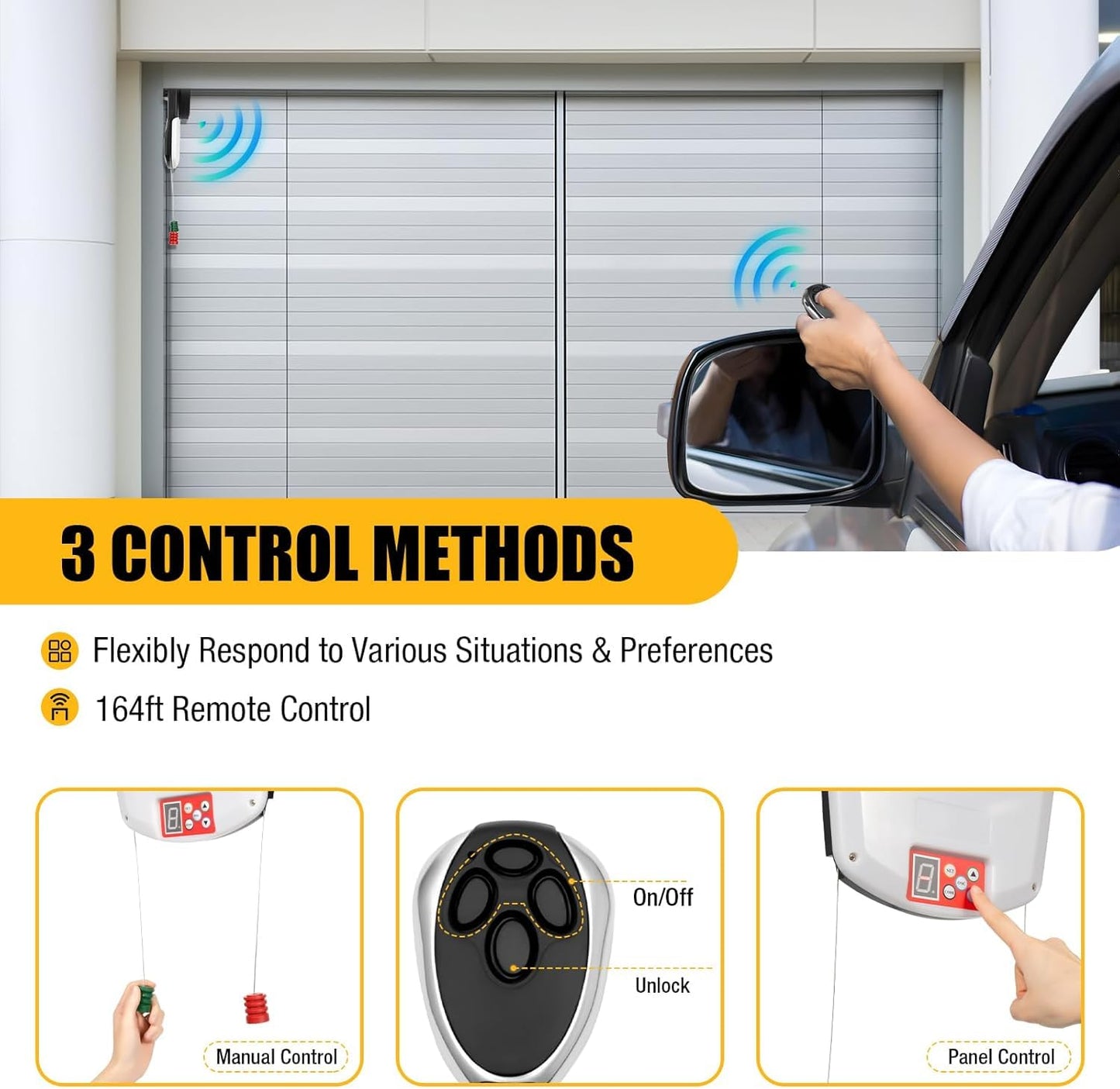 24V DC Roll Up Garage Door Opener, 800N Side Mount Electric Rolling Shutter Motor with 2 Remotes for Garage & Warehouse Doors,Ultra Quiet,Easy Mount