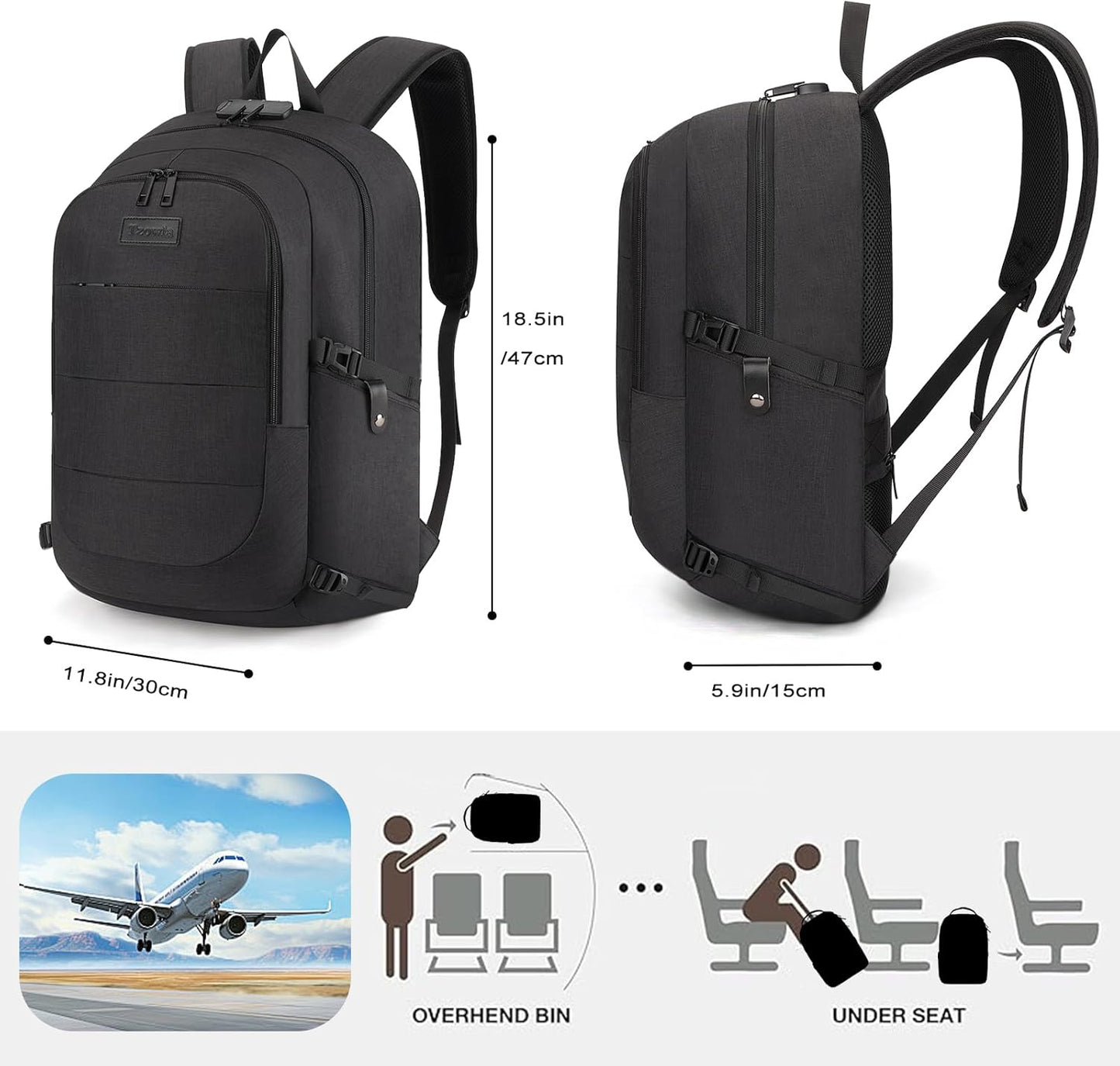 Backpack 15.6 Inch Backpacks Daypack(Black) Tzowla Travel Laptop Water Resistant Anti-Theft Bag with Giant Tumbler