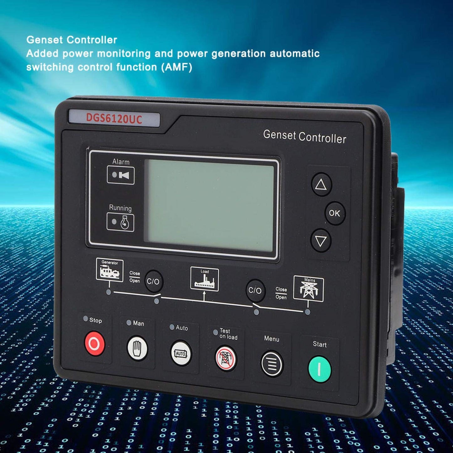 Oumefar Genset Controller Module, DGS6120UC LCD Display Generator Automatic Controller Generator Set Parameters Monitoring Control Panel Automatic Engine Control Module for HGM6120UC