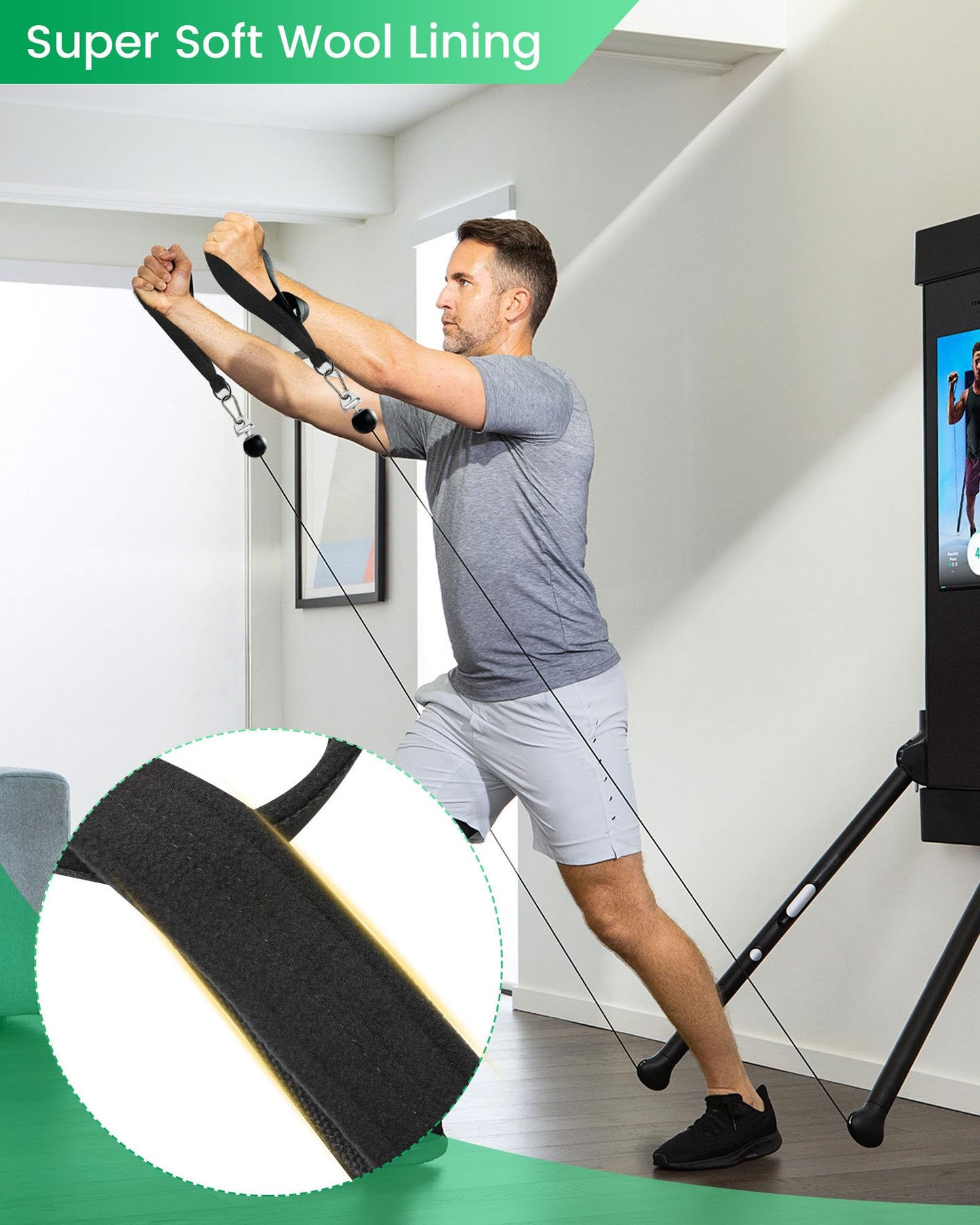Pilates Loops Fit for Tonal & Reformer Machine, Double Loop Soft Lined Pilates Straps with T Lock Adapter, W/Snap Hooks, D-Ring Straps